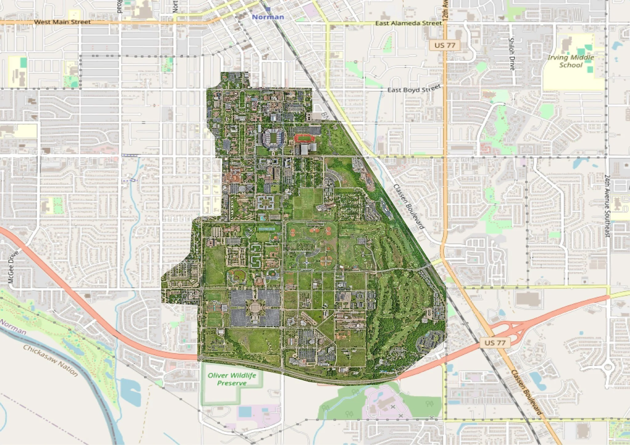 Drone Map of Oklahoma University's campus for their utilities and safety department