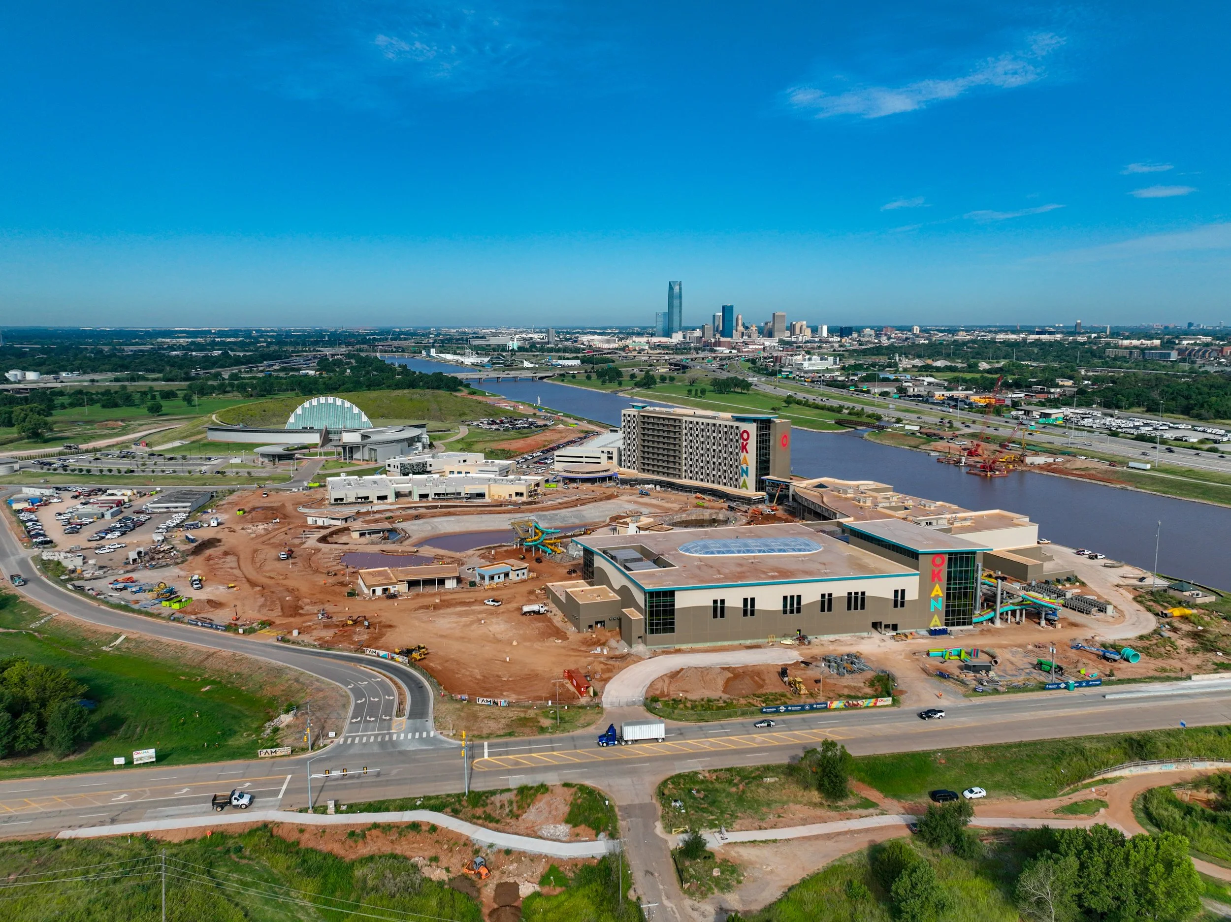 Monthly drone progress images for OKANA Resort