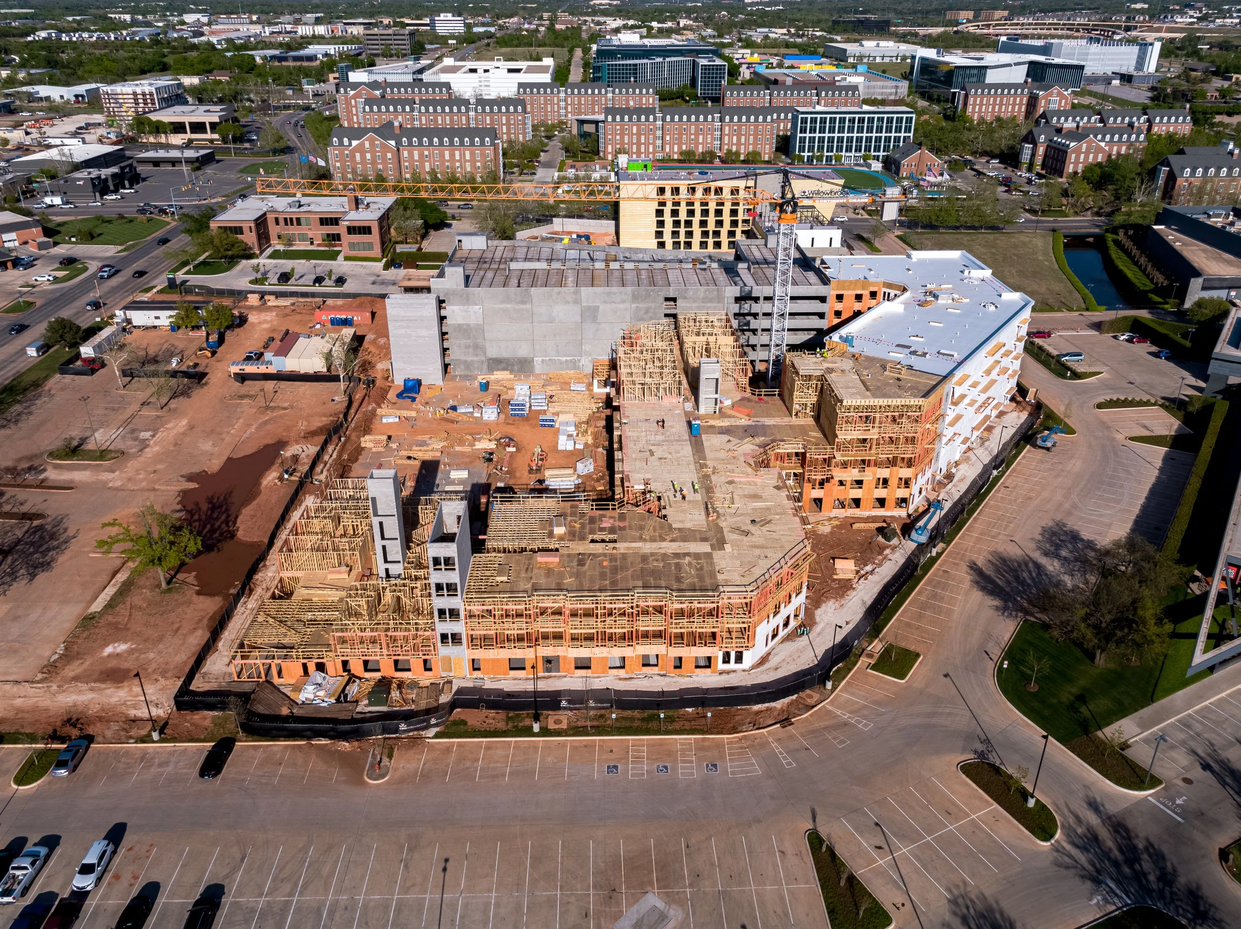Residential construction progress captured with drone showing progress