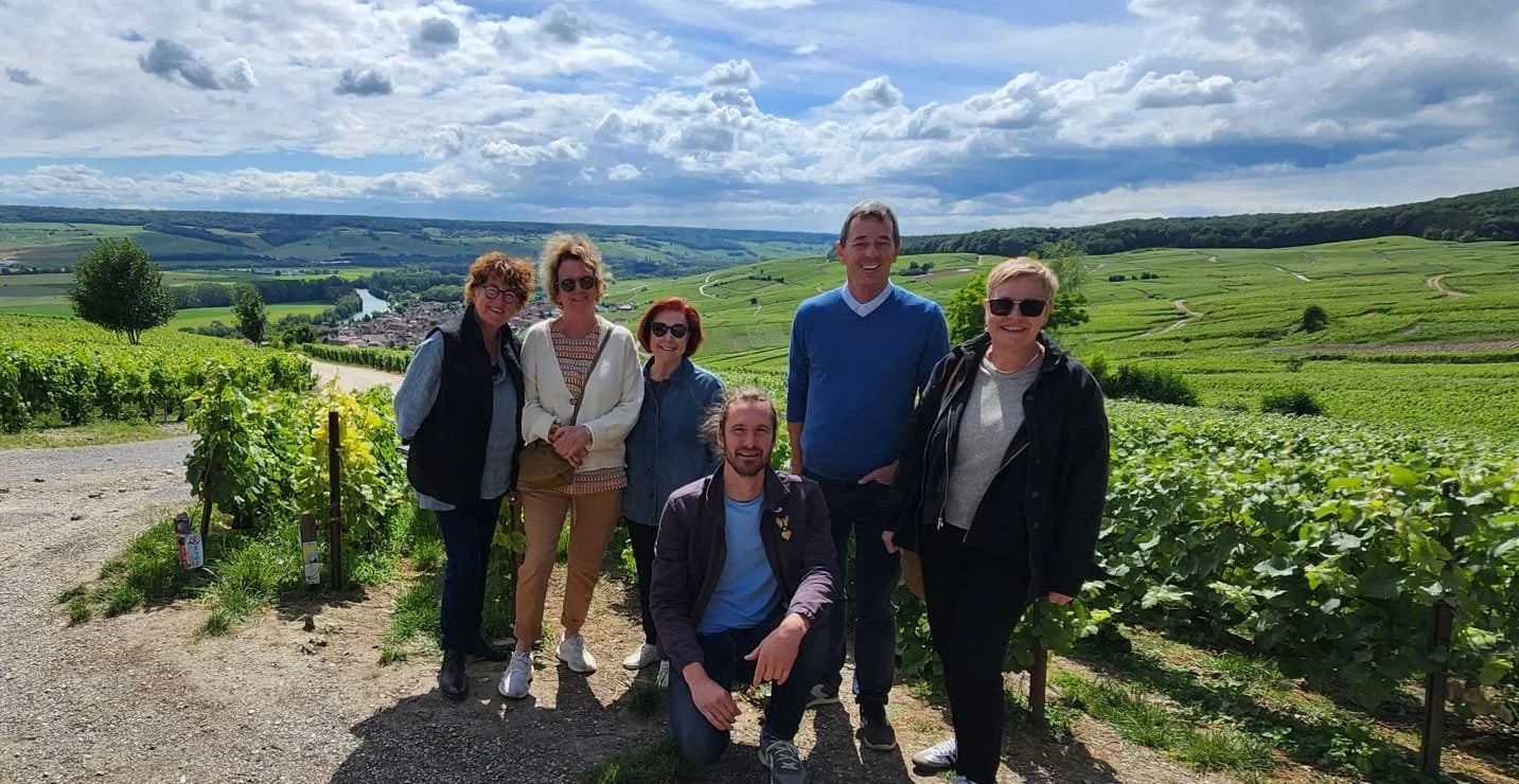 Avenue French students exploring a vineyard during a French language and cultural immersion trip in France.