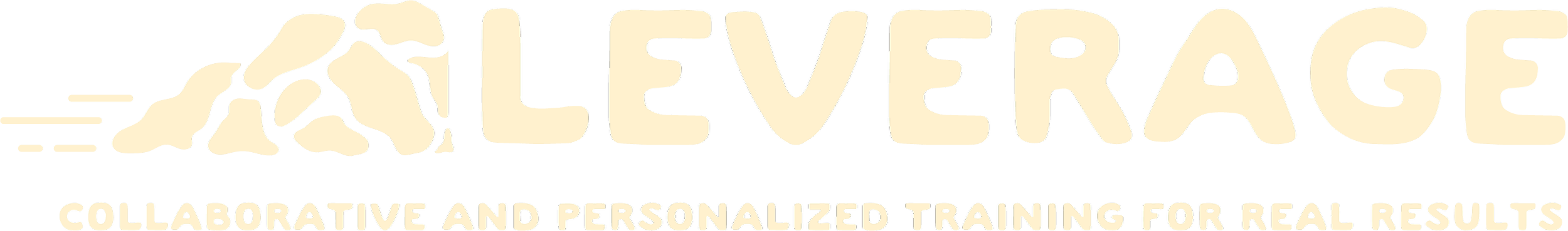 Leverage logo with mountain illustration and the tagline 'Collaborative and personalized training for real results'