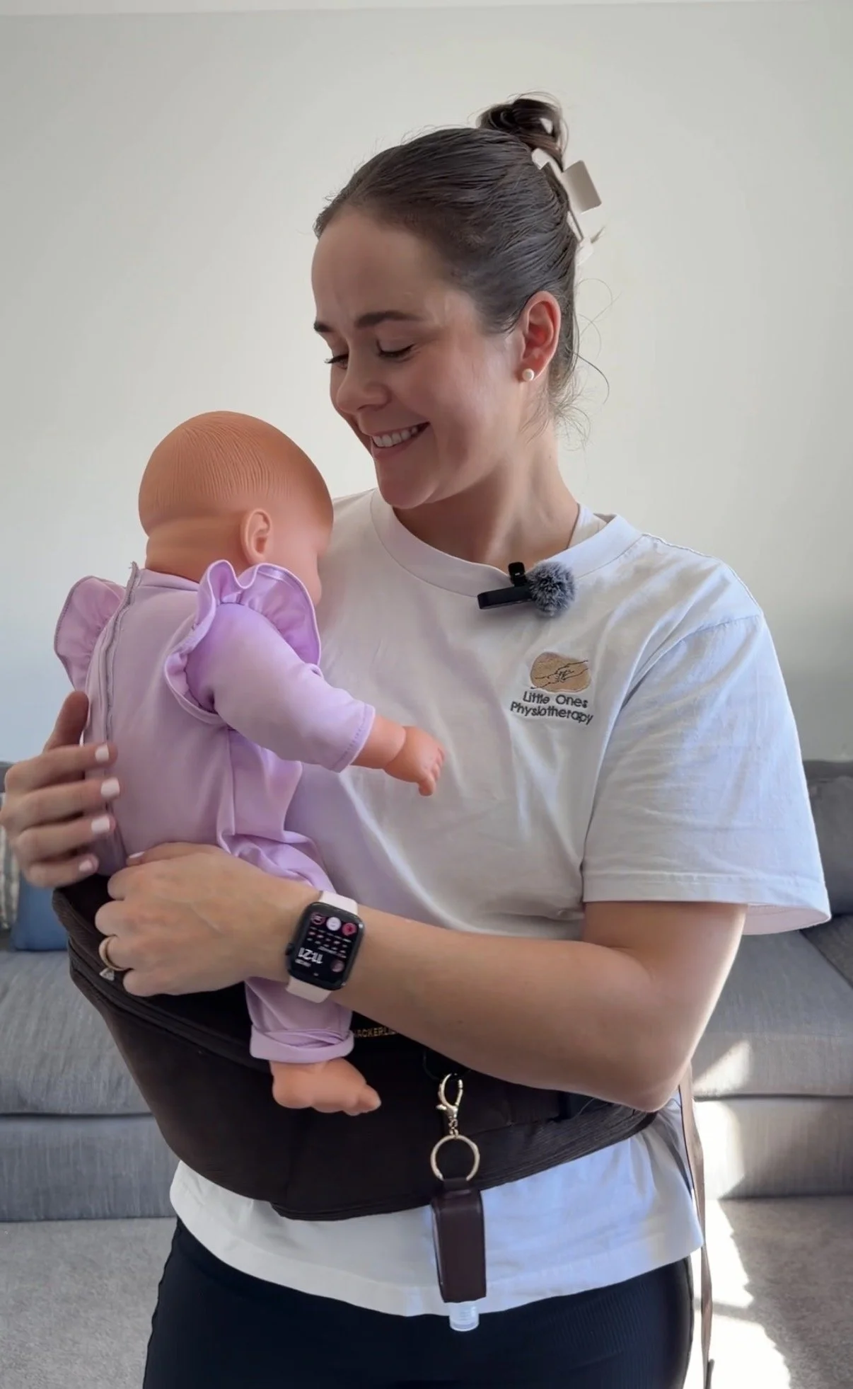 Ali Day, Baby and Kids Physio Gold Coast, Wearing Hipsurfer