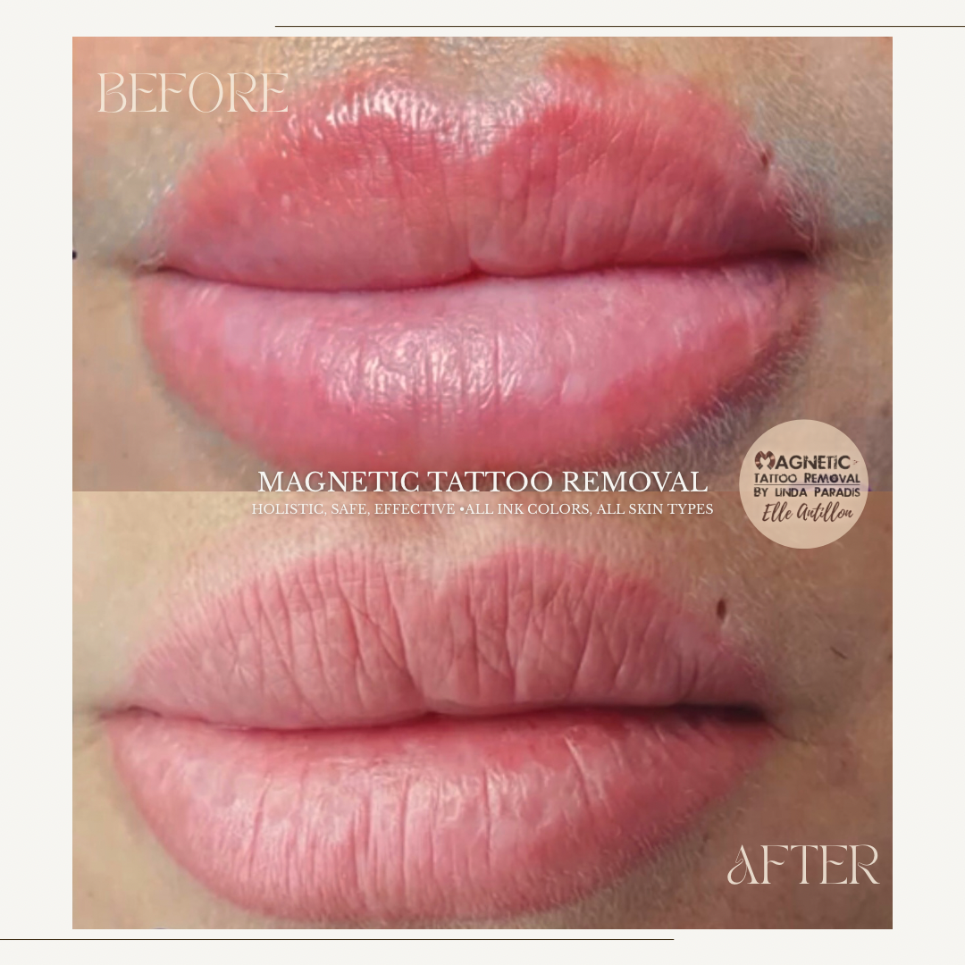 Healed Over-lined Lips  permanent makeup | Before-and-after comparison of 4 Sessions.