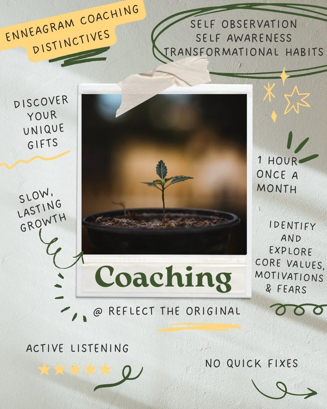 What actually happens in an Enneagram coaching session?

It&rsquo;s less about finding answers&hellip; and more about learning to see.
Less about fixing&hellip; and more about understanding what&rsquo;s already there.

We slow down.
We pay attention 