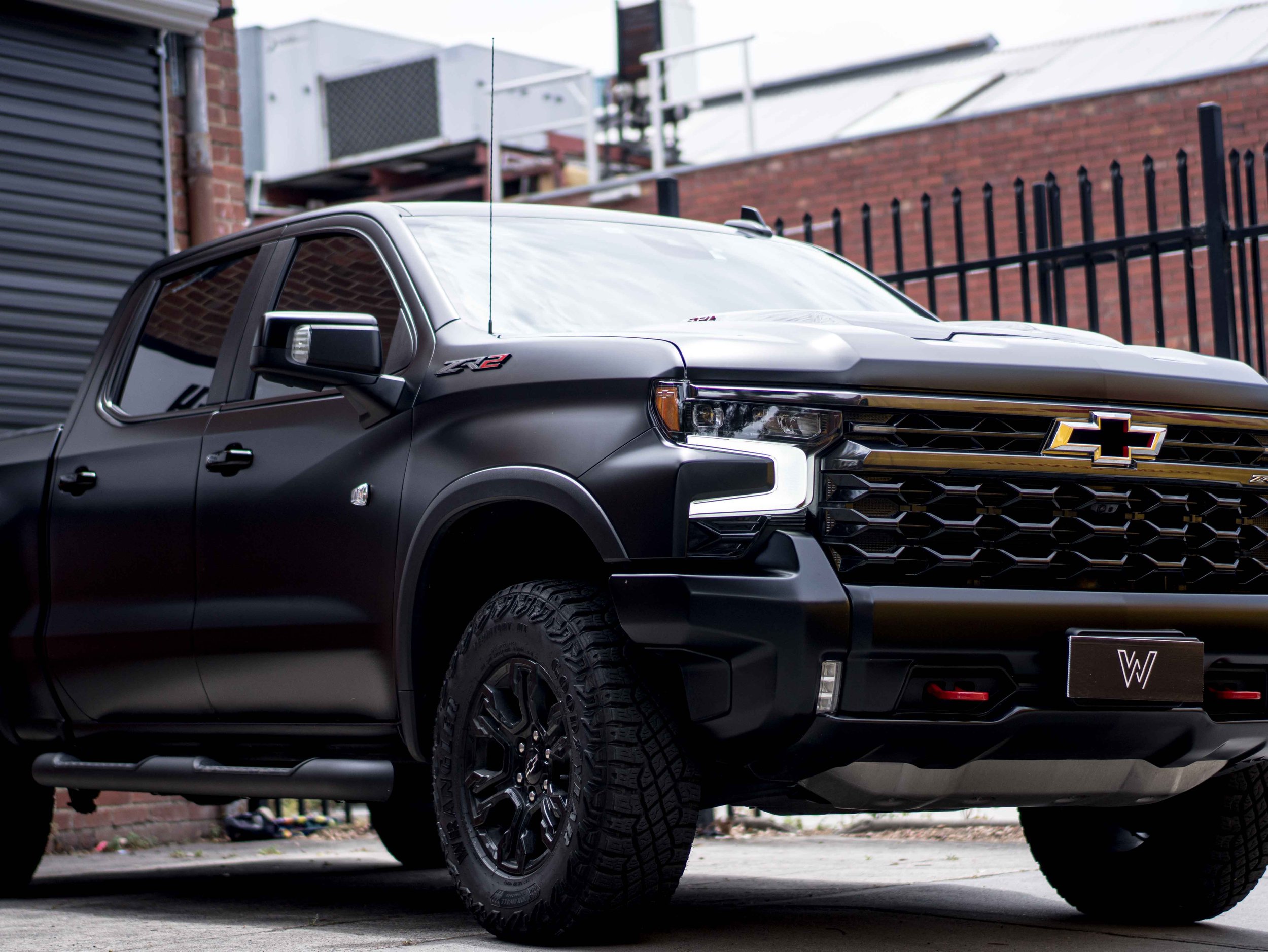 Black Chevrolet Silverado ZR2 stealth PPF using UII