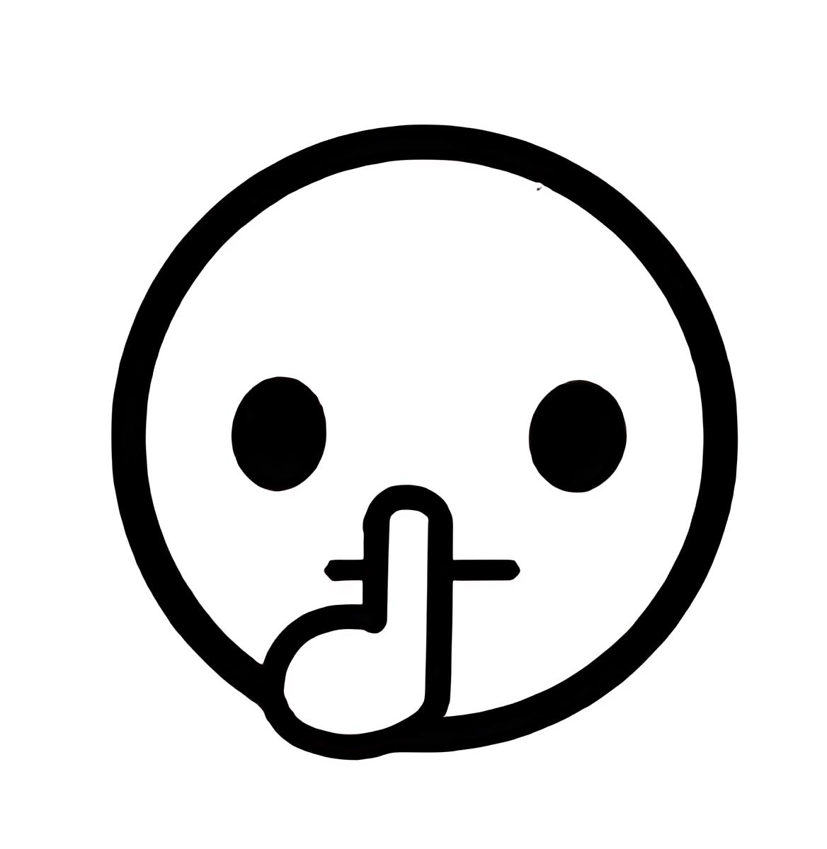 Public Secret label techno and house music record label logo A simple black-and-white drawing of a face with large round eyes, a small nose, and a finger pressed to the lips, indicating silence.