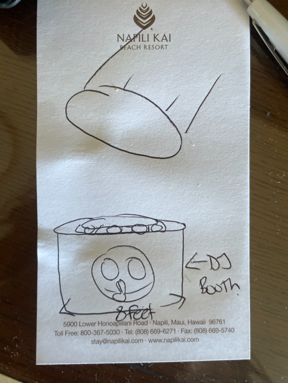 experiential marketing design Hand-drawn design for public secret music label DJ party Venice beach rose room custom fabrication