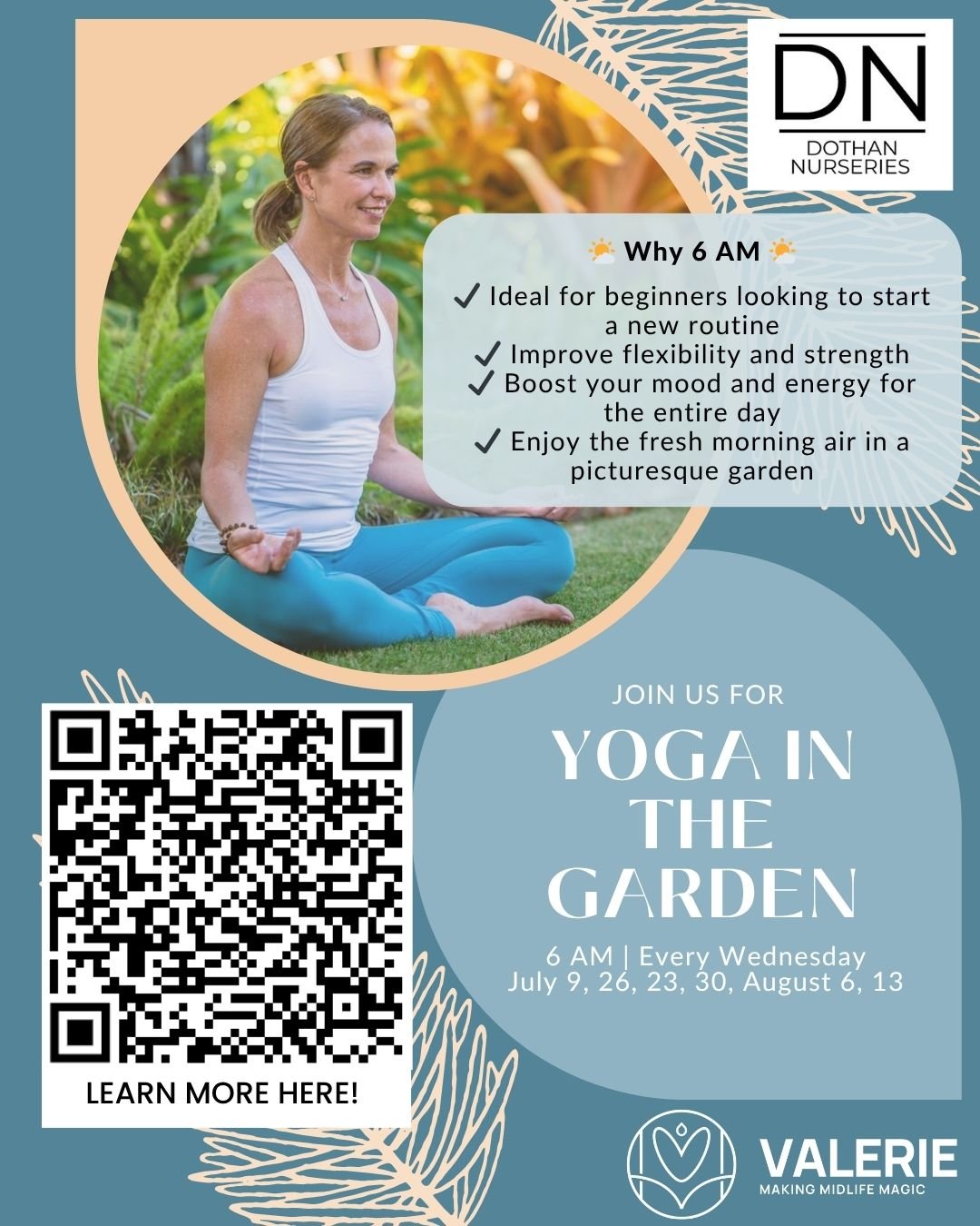 What if your summer mornings looked like this? ⬇️

Less chaos. More peace.
Less body stiffness. More strength.
Less &ldquo;go go go.&rdquo; More breathing room.

✨ Yoga in the Garden is back, and it&rsquo;s your midweek reset in the most peaceful cor