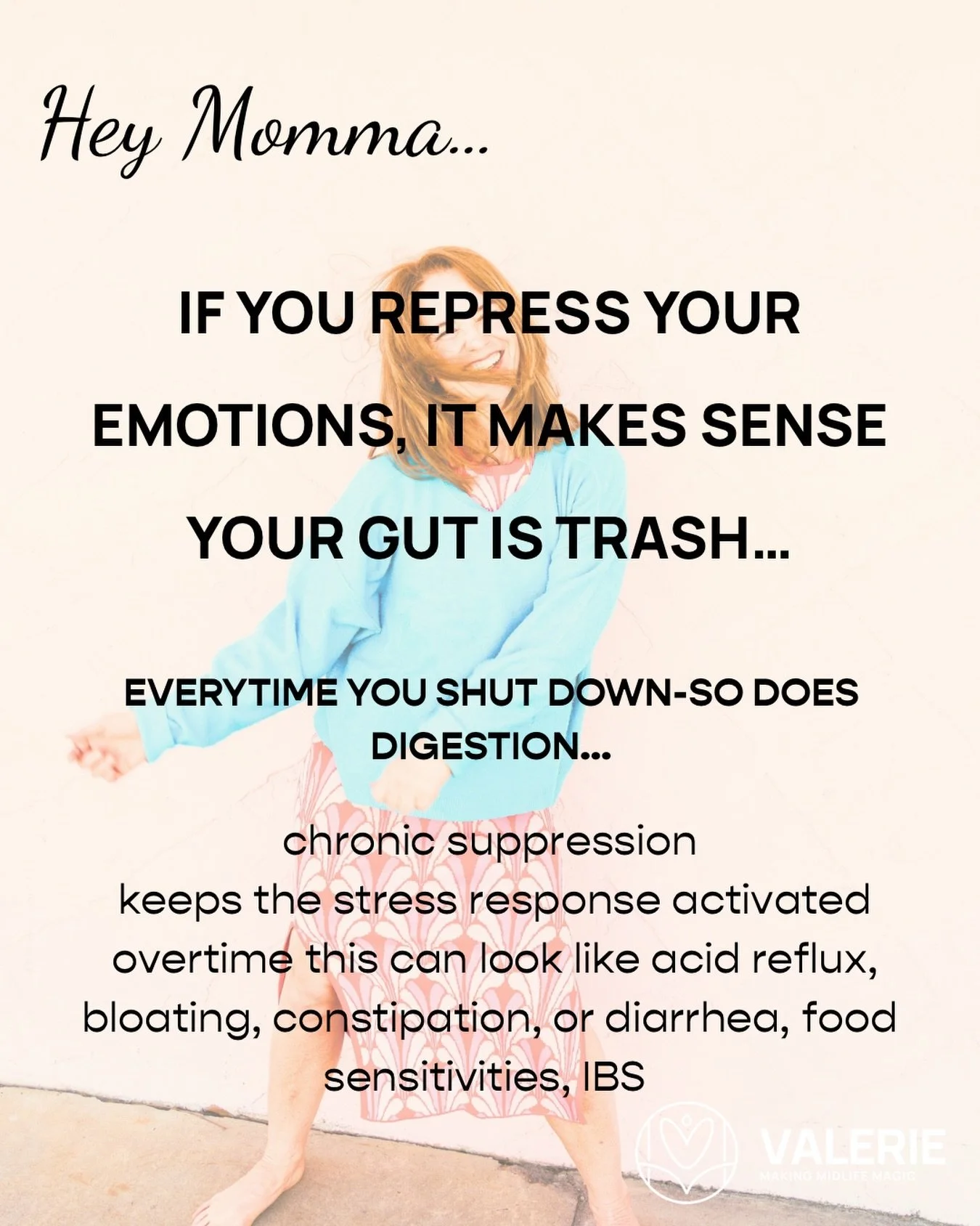 If you can&rsquo;t express your emotions&hellip;Your belly may be wrecked over it! 🤯

Your body can&rsquo;t digest what your mind keeps suppressing.
Stress tightens the gut, slows digestion, spikes inflammation, and leaves you feeling bloated, tense