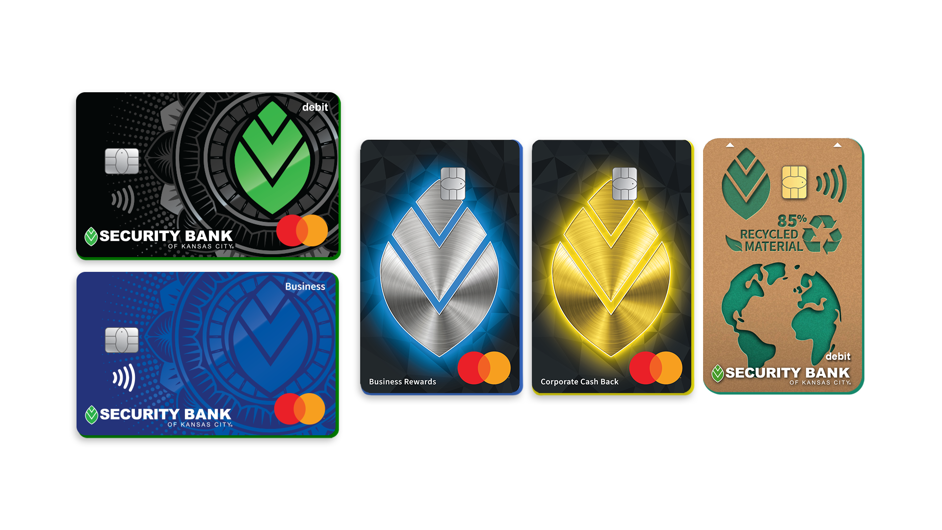 These five card designs blend technical precision with visual impact, from steel-crafted credit cards to Eco-inspired debit cards. Each piece features thoughtful finishes, textures, and colored cores—uniting form, function, and brand identity.