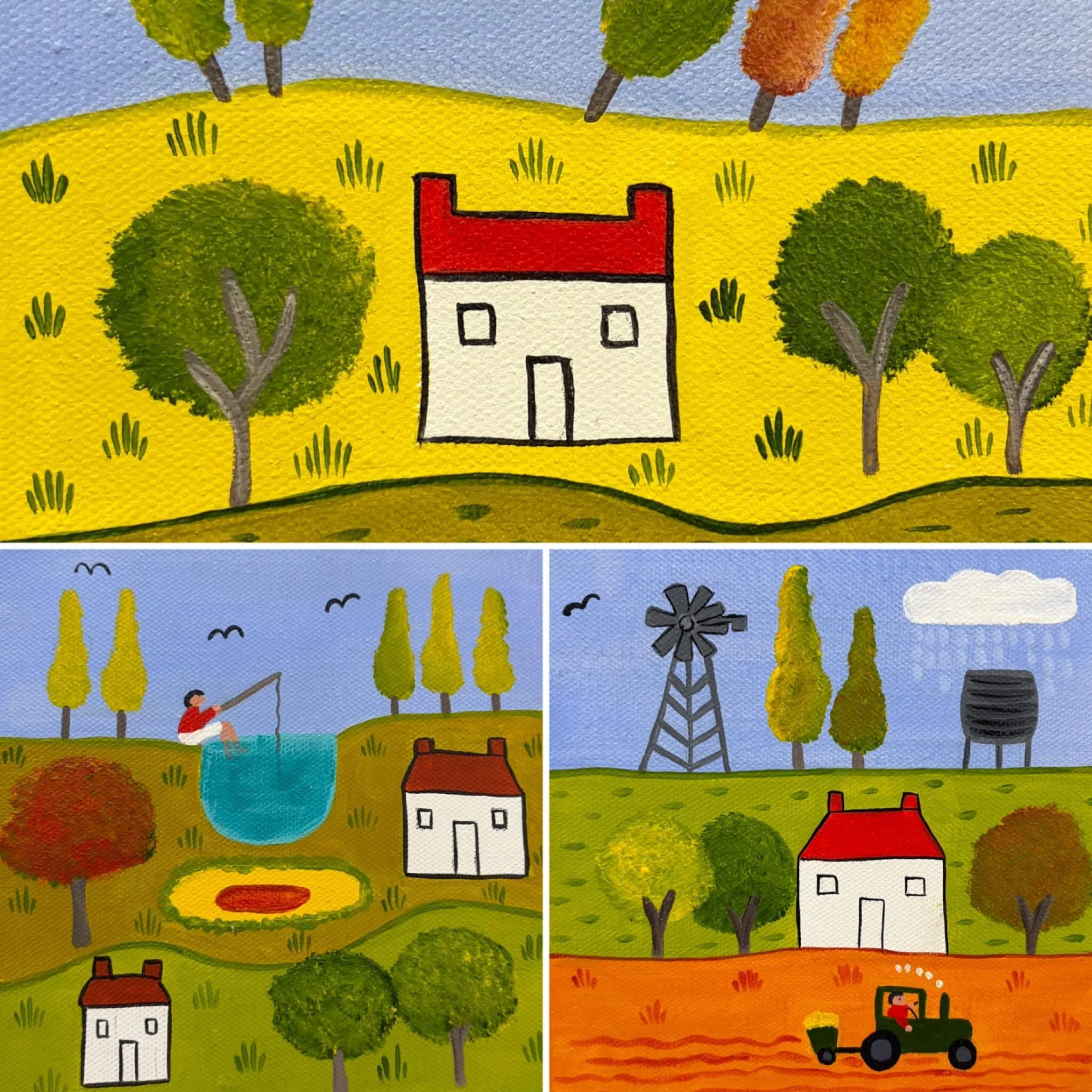 Three little paintings available @dirtyjanes_bowral #artoftheday #colourful #artcollectorworld #artist #contemporyart