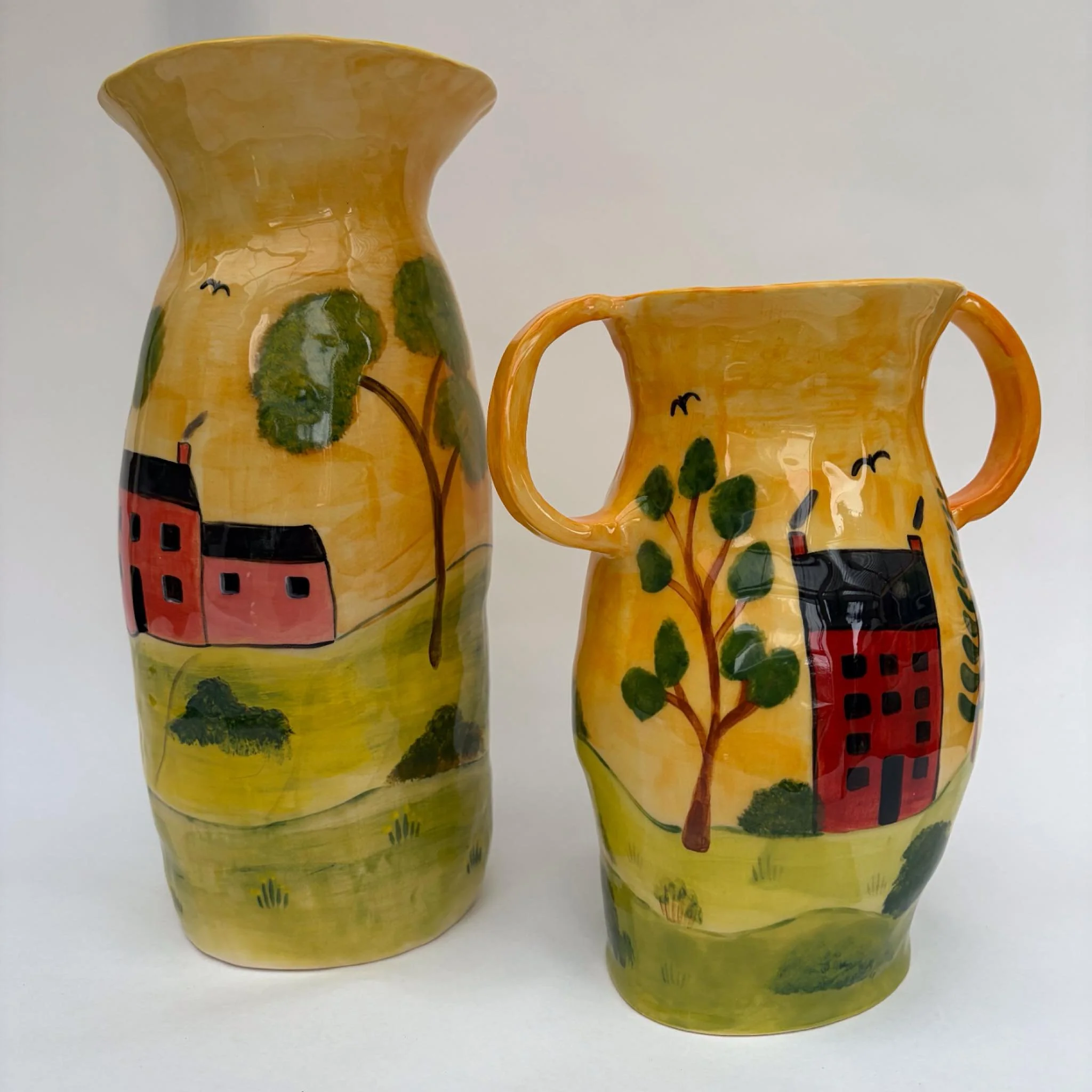 Two large vases out of the kiln this week. Something a little different but similar.#contemporyceramics #ceramicstudio #handbuiltceramics #earthenware #ceramicartist