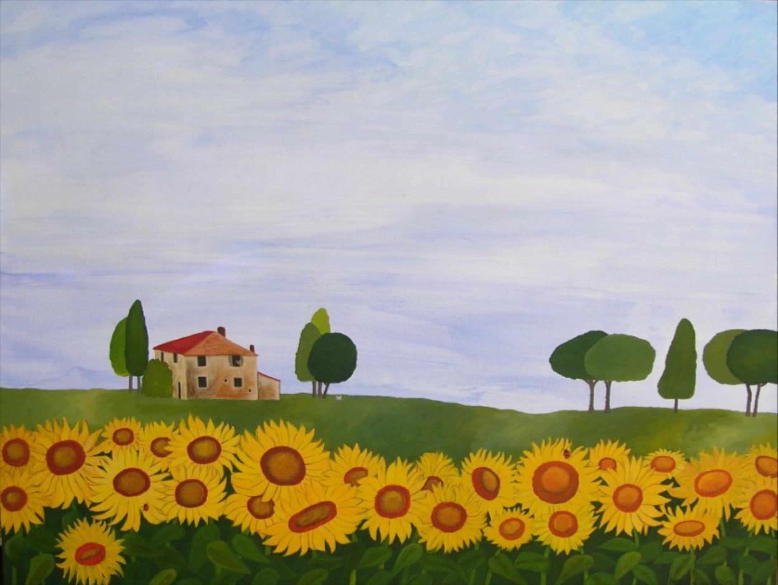 A bit of sunshine on a cold wet day. Reminiscing days in Italy! #artoftheday #contemporyartist #artcollector #sunflowers #italy #colourful