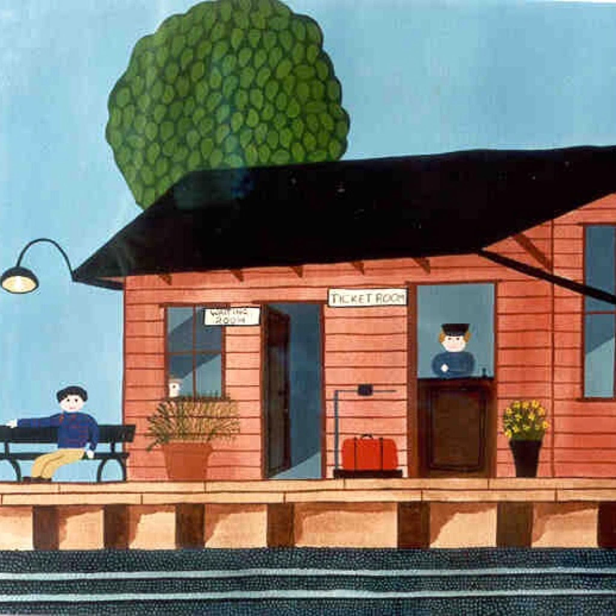 Revisiting an old painting, photo taken badly. It is meant to be in my naive way the railway station in Wee Waa where I started life.
Not a very big station, trains only came through maybe once or twice a week. #naiveartist #contemporyartist #artofth