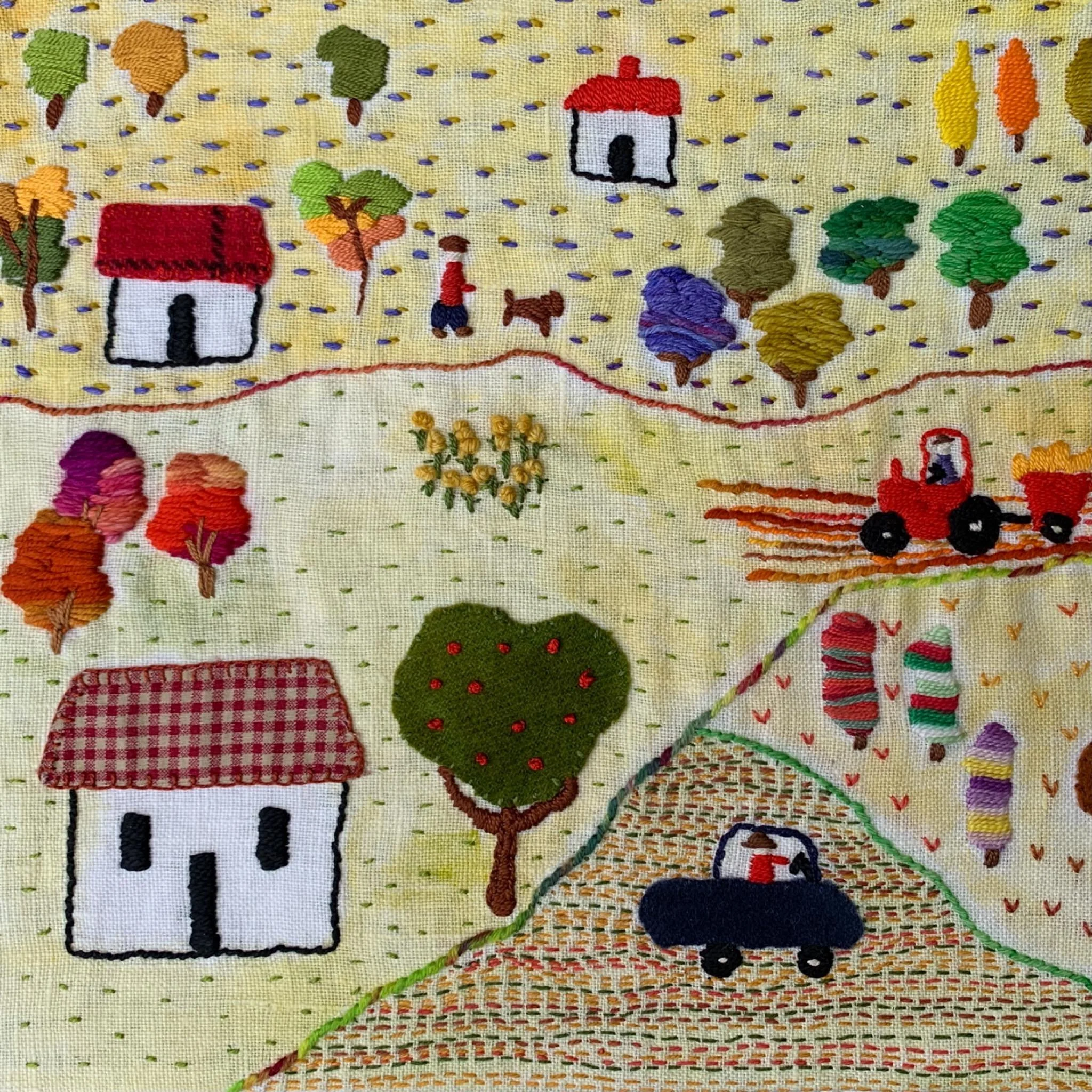 Another little piece telling a story. Lots of fun. #handembroidery #embroideryartist #handstitched #textileartist