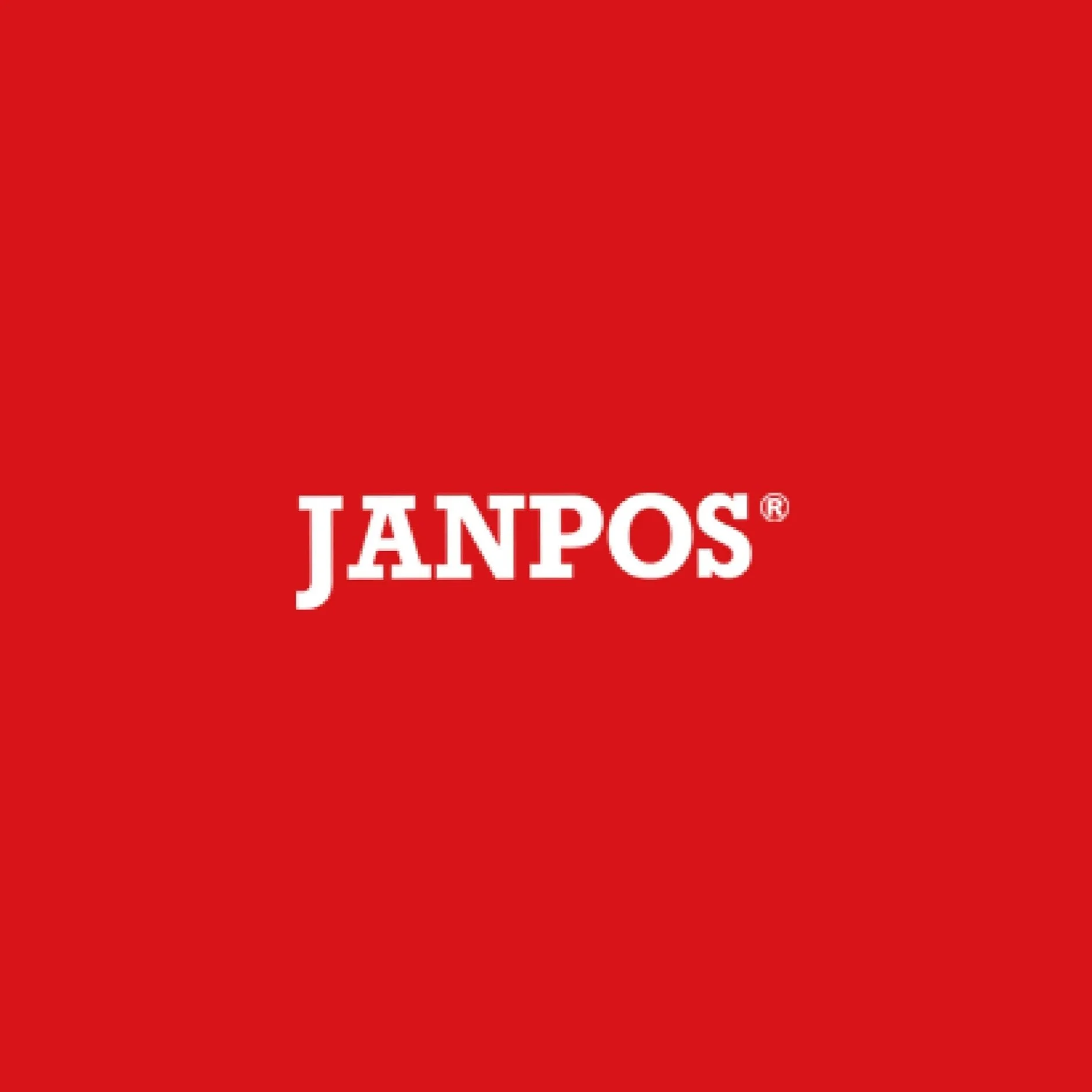 Red background with white text displaying the brand name 'JANPOS' in the center.