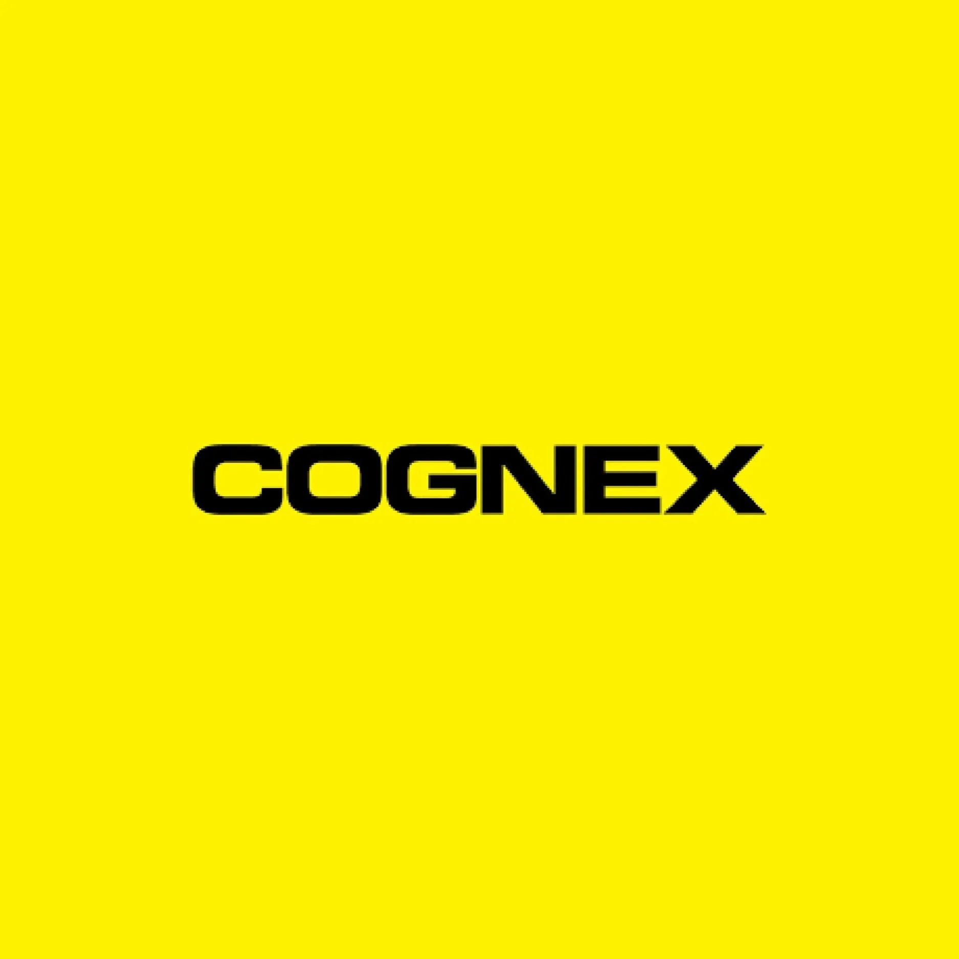 Yellow background with black text that reads "COGNEX" in bold, stylized font.