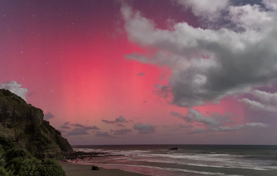 Pink Aurora Australis October 2024 Muriwai Beach Digital Download