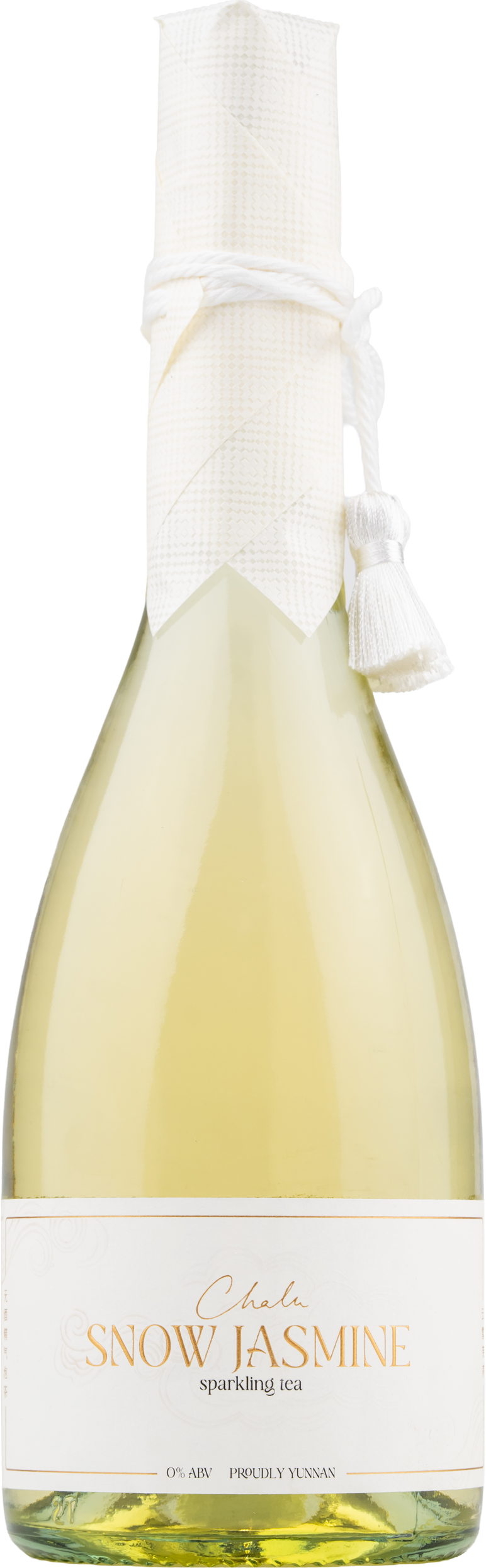 Chalu Snow Jasmine Sparkling Tea - Single-origin jasmine tea from Yuanjiang Valley. Floral, crisp, and golden. A soft, crushable pour with white grape sweetness, bright acidity, and a clean, floral finish.