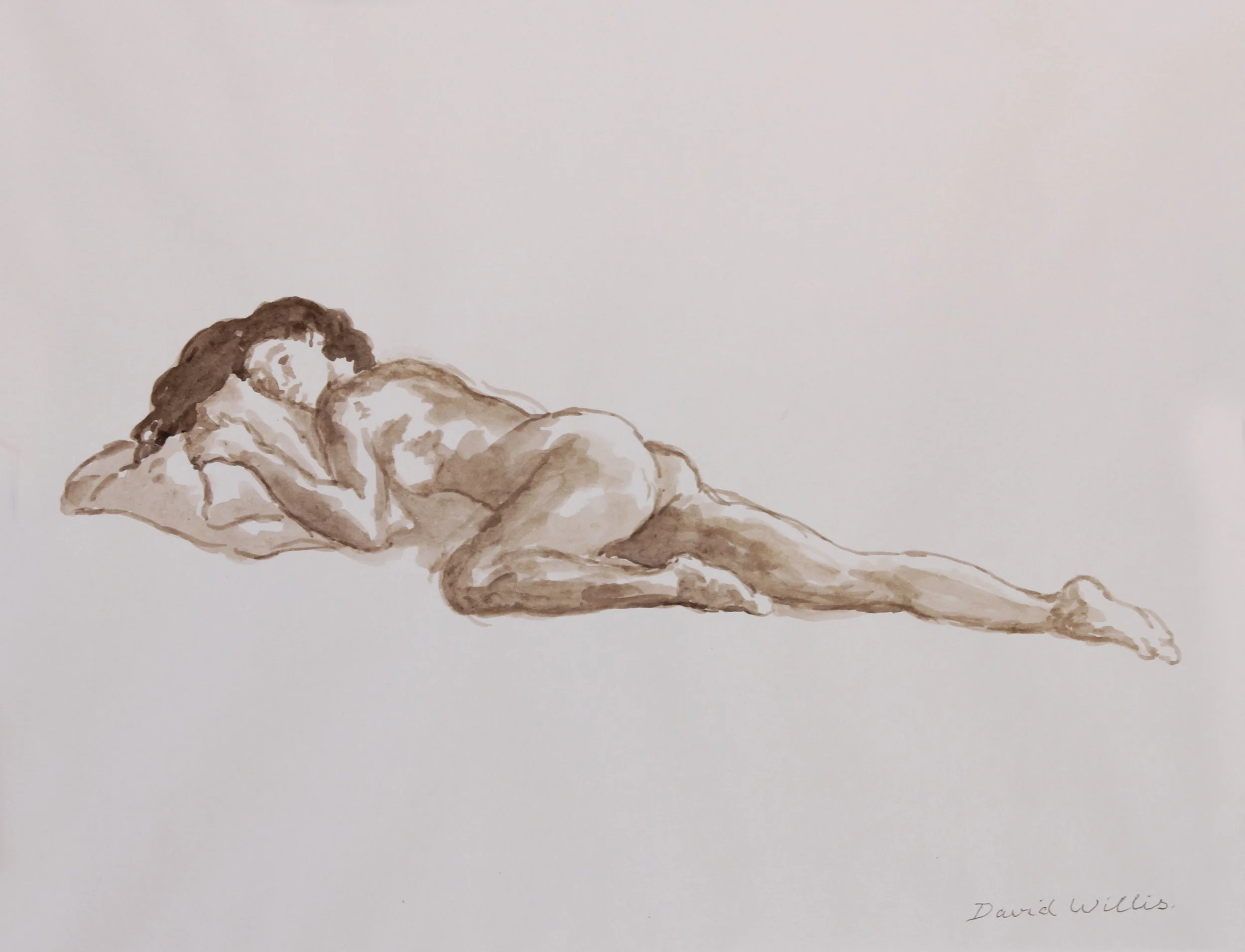 27. Hugging the Pillow. Nude laying face down