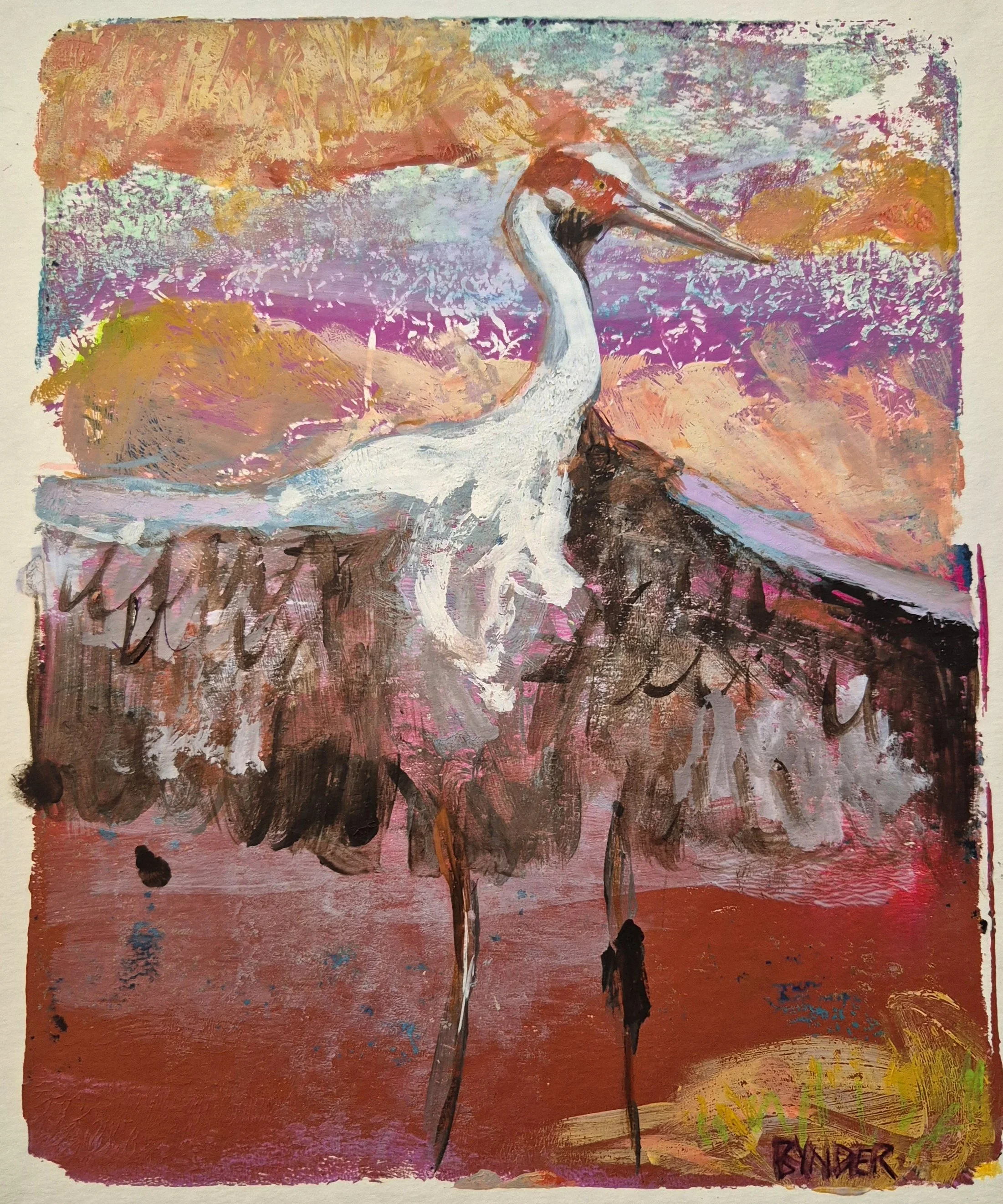 12. Brolga Dance
Cassandra Bynder
25 x 29.5cm
Acrylic on Paper