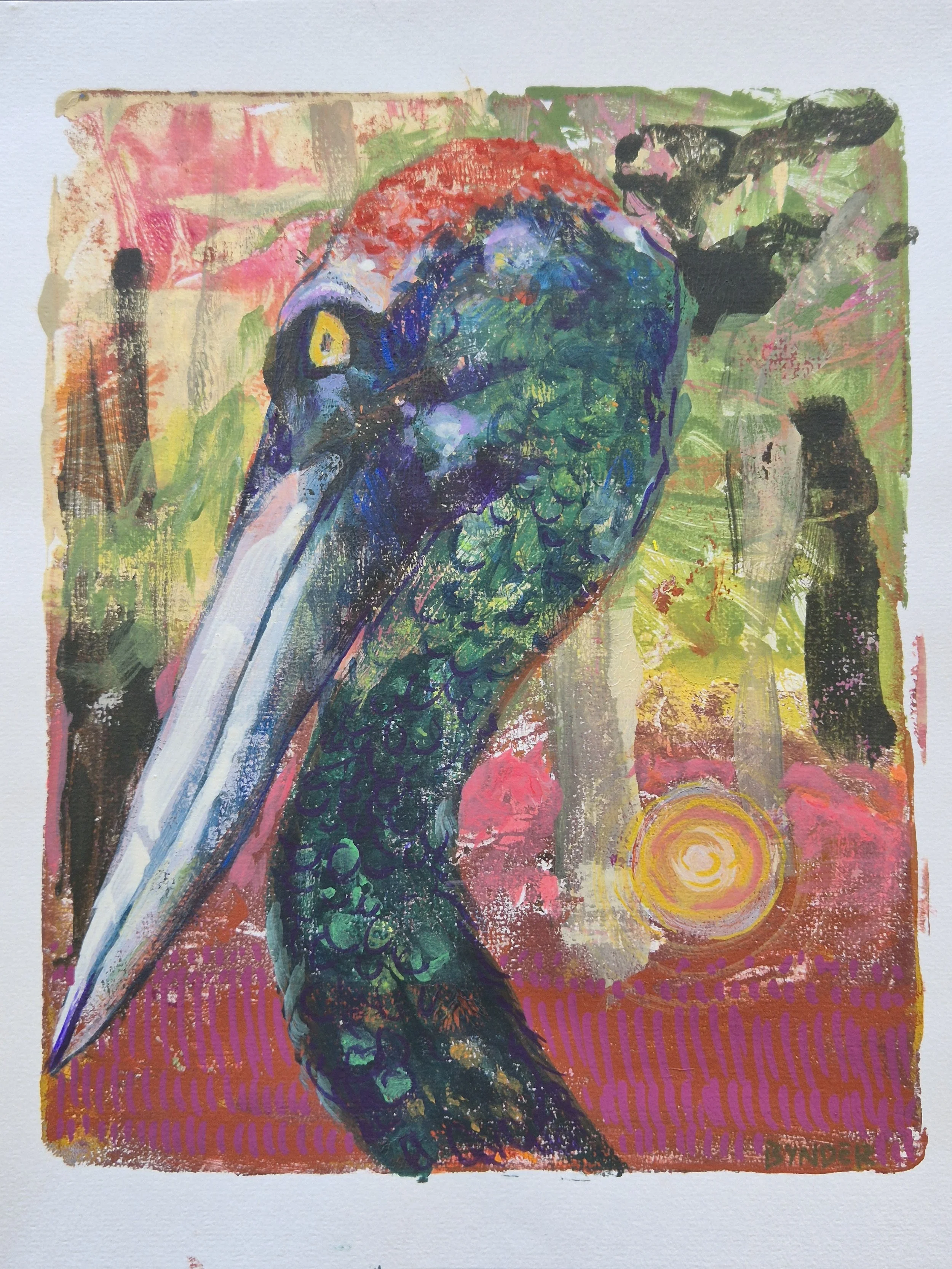 16. Eye of The Jabiru
Cassandra Bynder
25 x 29.5cm
Acrylic on Paper