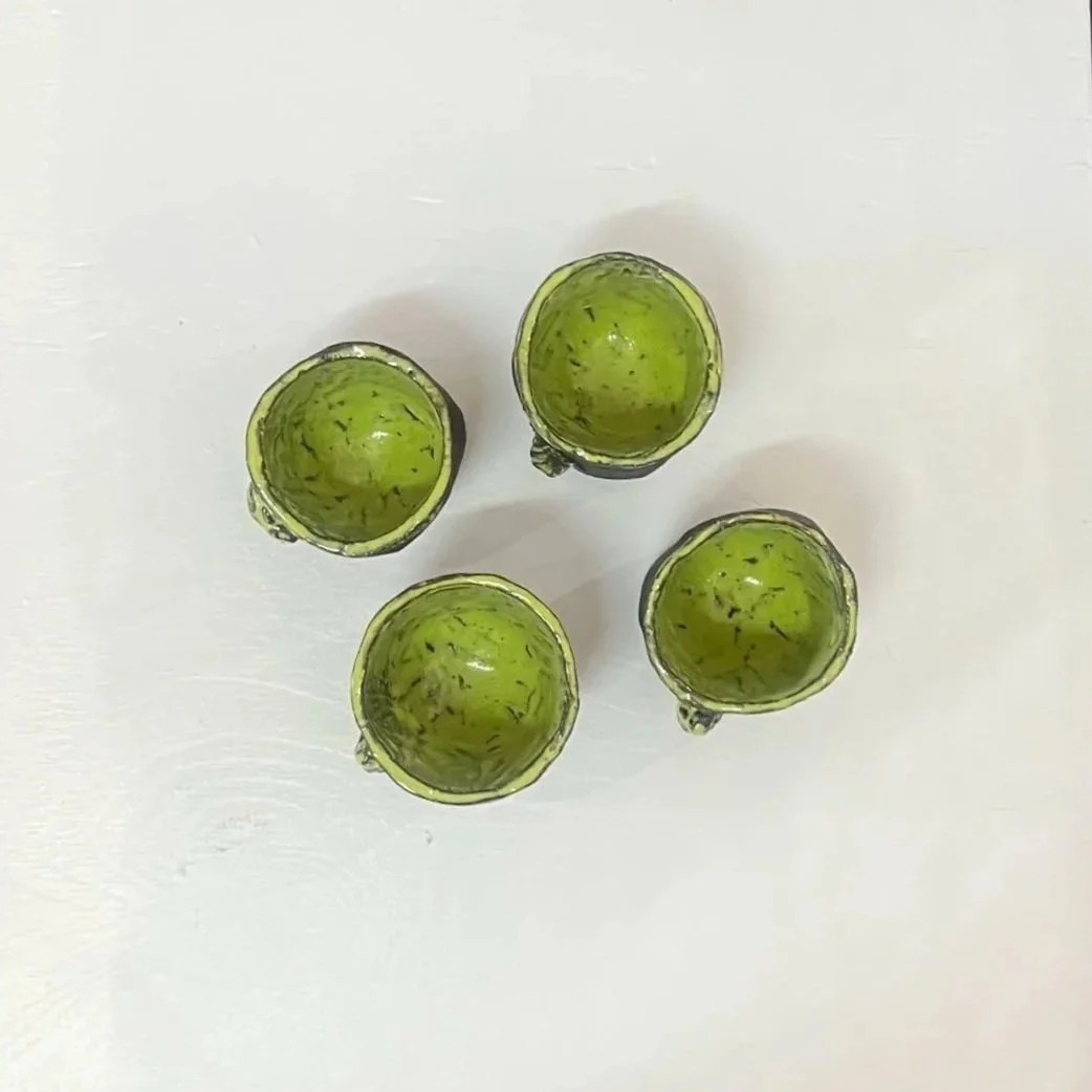 Espresso Cups with Green Tree Frog (set of 4) by Chrissy Carter