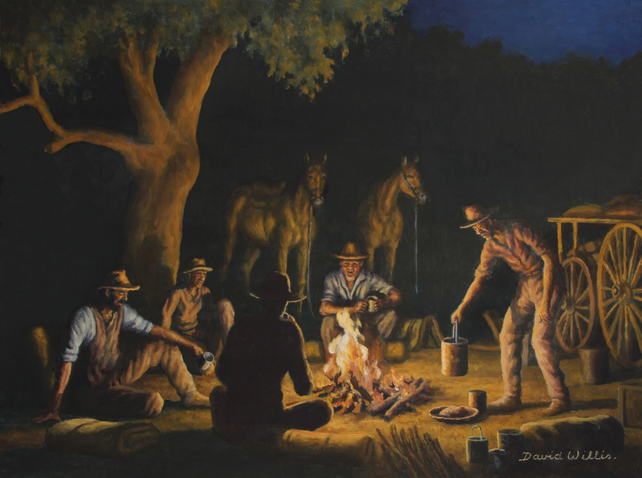 15. Campfire - Drovers resting around the campfire