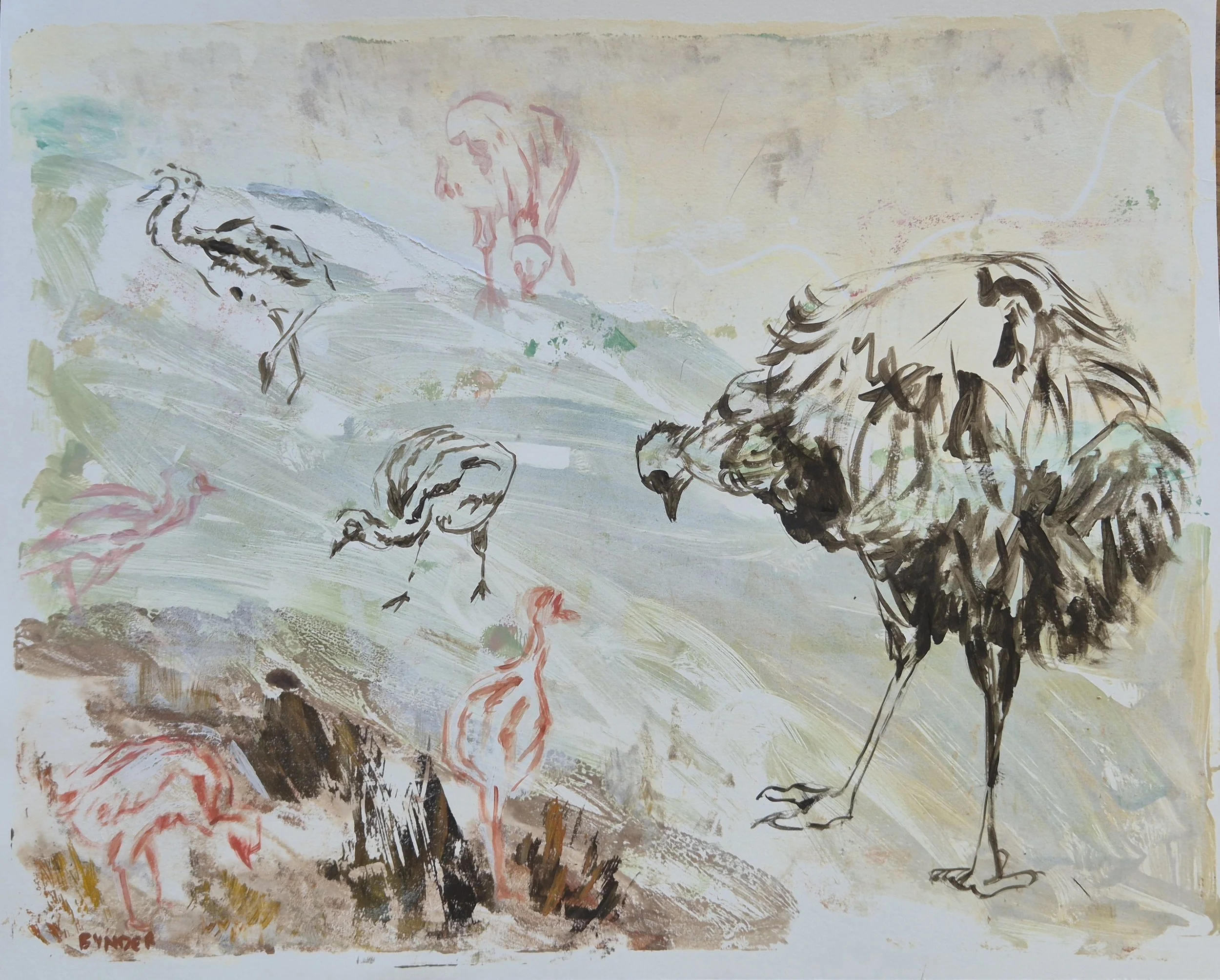 4.Emu Walk
Cassandra Bynder
42.5 x 53cm
Acrylic on Paper