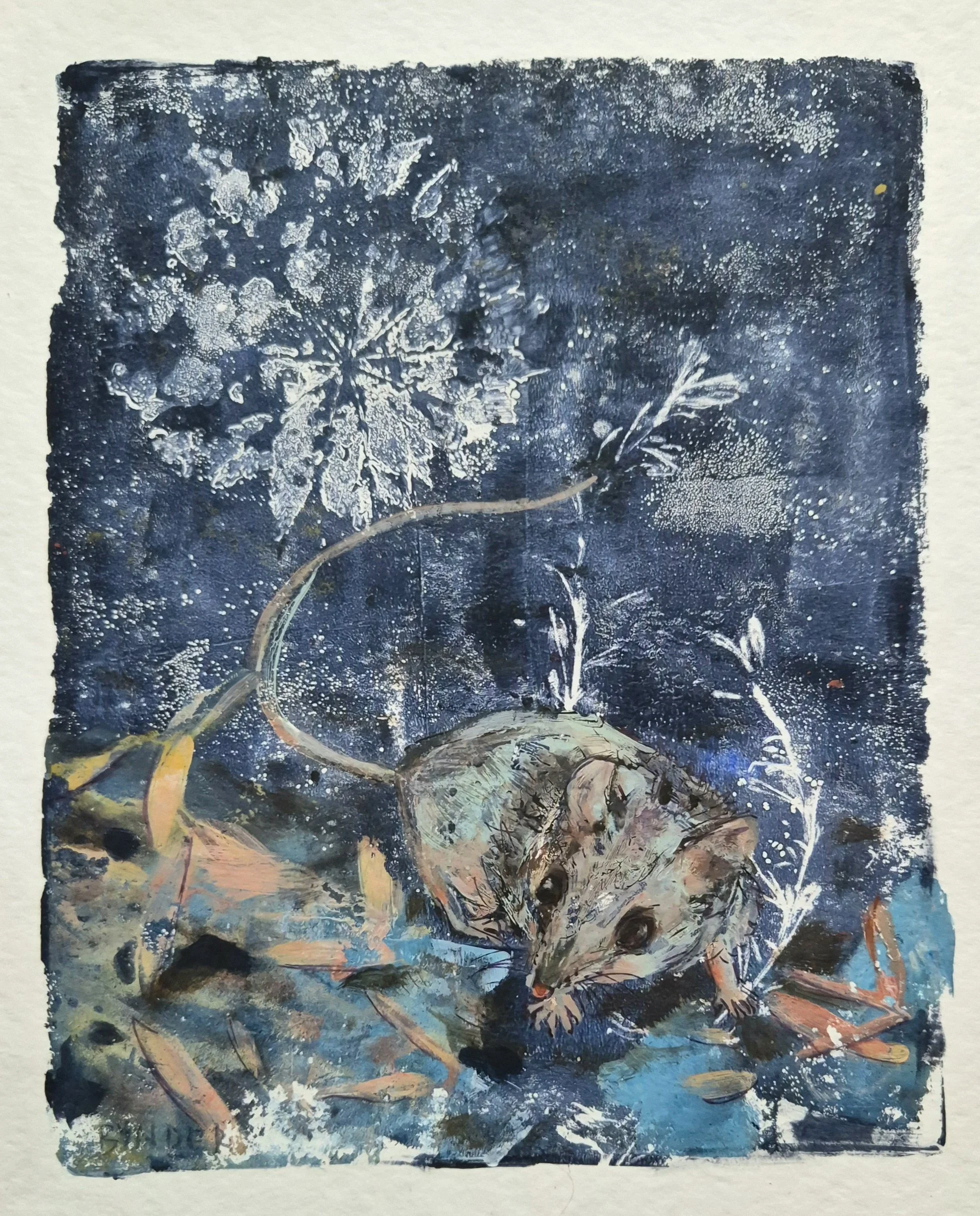 7.Night Hunt
Cassandra Bynder
25 x 29.5cm
Acrylic on Paper