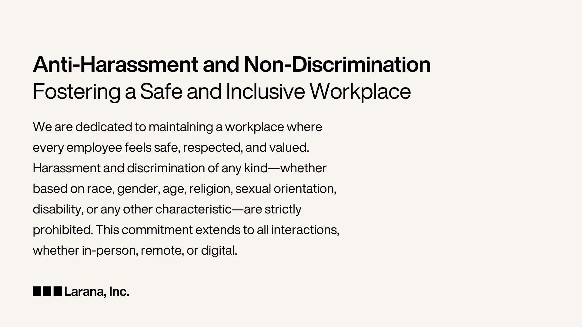 A beige presentation slide where the text is limited to two thirds of the slide width.