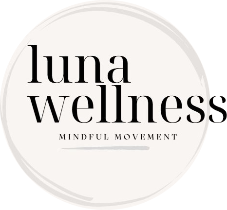 Logo for Luna Wellness, with text 'Luna Wellness' and 'Mindful Movement' beneath it.
