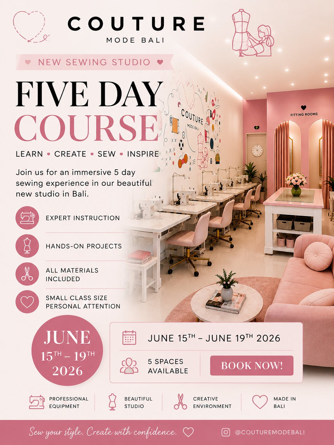 NEW STUDIO FIVE DAY COURSE JUNE 15TH