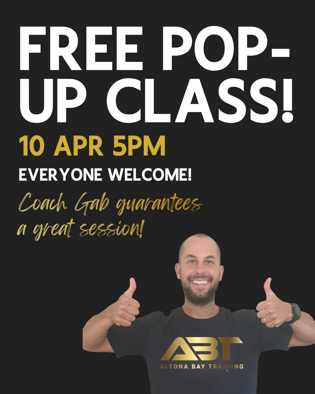 RESCHEDULE YOUR FRIDAY NIGHT PLANS! 😆💪 We have work to do and fun to have.

Join Coach Gab this Friday for our monthly pop-up class, all fun, all sweat, and zero regrets.

Bring a friend, bring your energy, and let's do this.

Free for everyone, se