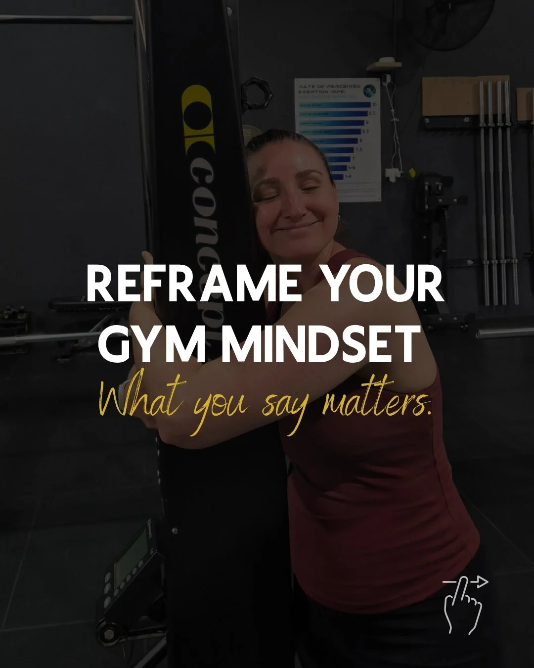 𝗥𝗘𝗙𝗥𝗔𝗠𝗘 𝗬𝗢𝗨𝗥 𝗚𝗬𝗠 𝗠𝗜𝗡𝗗𝗦𝗘𝗧

What you say to yourself in the gym matters more than you think.

The difference between &ldquo;I can&rsquo;t&rdquo; and &ldquo;I&rsquo;m getting there&rdquo; might seem small, but over time, it complete