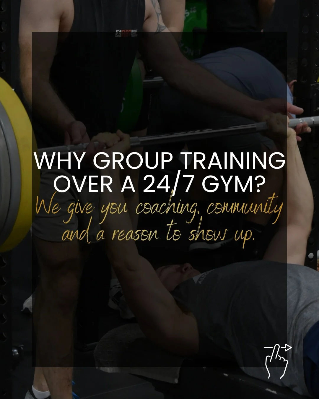 WHY GROUP TRAINING OVER A 24/7 GYM?

You can join a gym that&rsquo;s open 24/7 and have access to everything you need.

But sometimes, access isn&rsquo;t the problem.

Knowing what to do, having a plan, being challenged, learning how to train properl