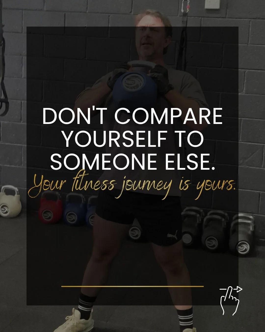 𝗗𝗢𝗡'𝗧 𝗖𝗢𝗠𝗣𝗔𝗥𝗘 𝗬𝗢𝗨𝗥𝗦𝗘𝗟𝗙 𝗧𝗢 𝗦𝗢𝗠𝗘𝗢𝗡𝗘 𝗘𝗟𝗦𝗘.
Your journey. Your pace. Your progress.

It's easy to look around the gym and compare yourself to someone else. Maybe they're lifting heavier, moving faster or doing more reps th
