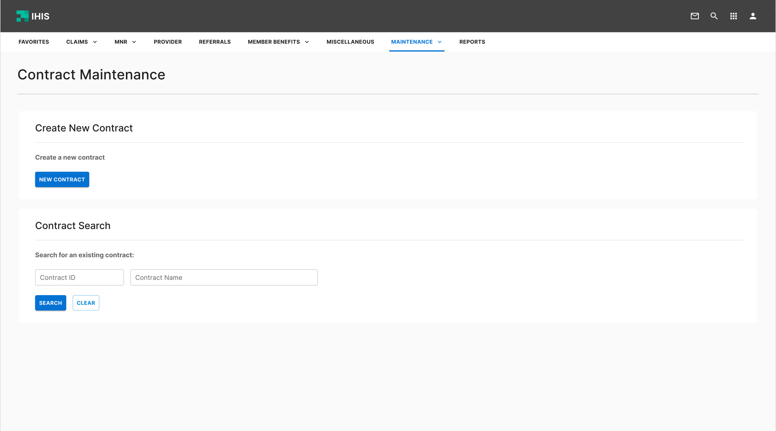 Contract Entry Page
