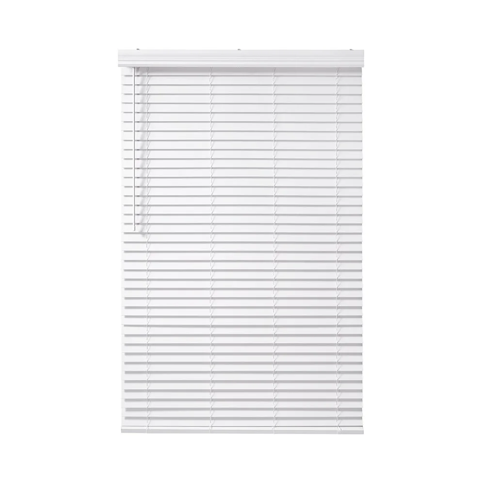 Cordless 2-inch corded Fauxwood Blind in white finish