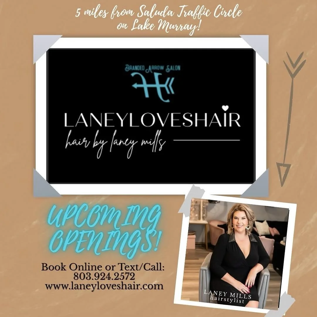 What’s available! đđŒ‍âïž
-JULY-
23rd: 1:30 color & cut, 1:30 or 3:00 haircut
24th: 12:00 or 3:15 color & cut
29th: 12:15 or 3:15 color & cut
30th: 10:00 or 3:15 color & cut
Text to book 803.924.2572 or book online at ww