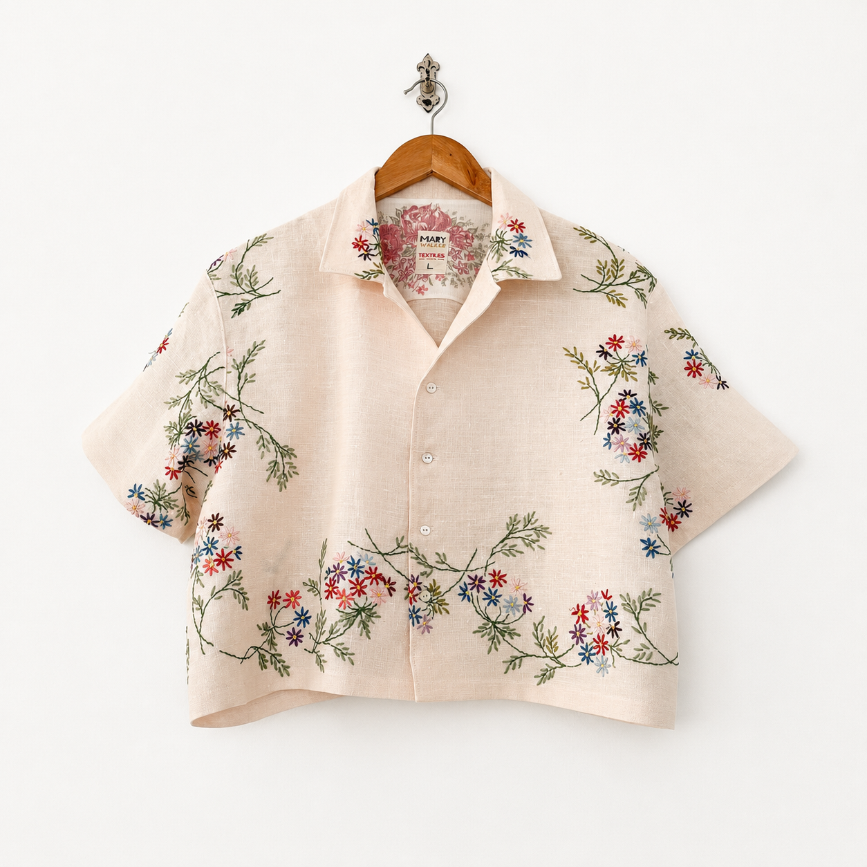Crop Button-Up Shirt: Large