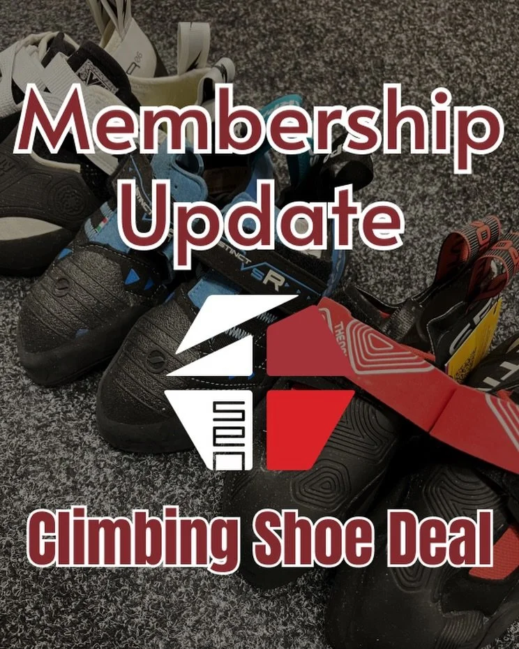 Membership perk!

We can offer members a special rate for a range of climbing shoes (Unparallel, Scarpa, Tenaya, and Evolv) pre-ordered through us. Speak to us at reception for more details.