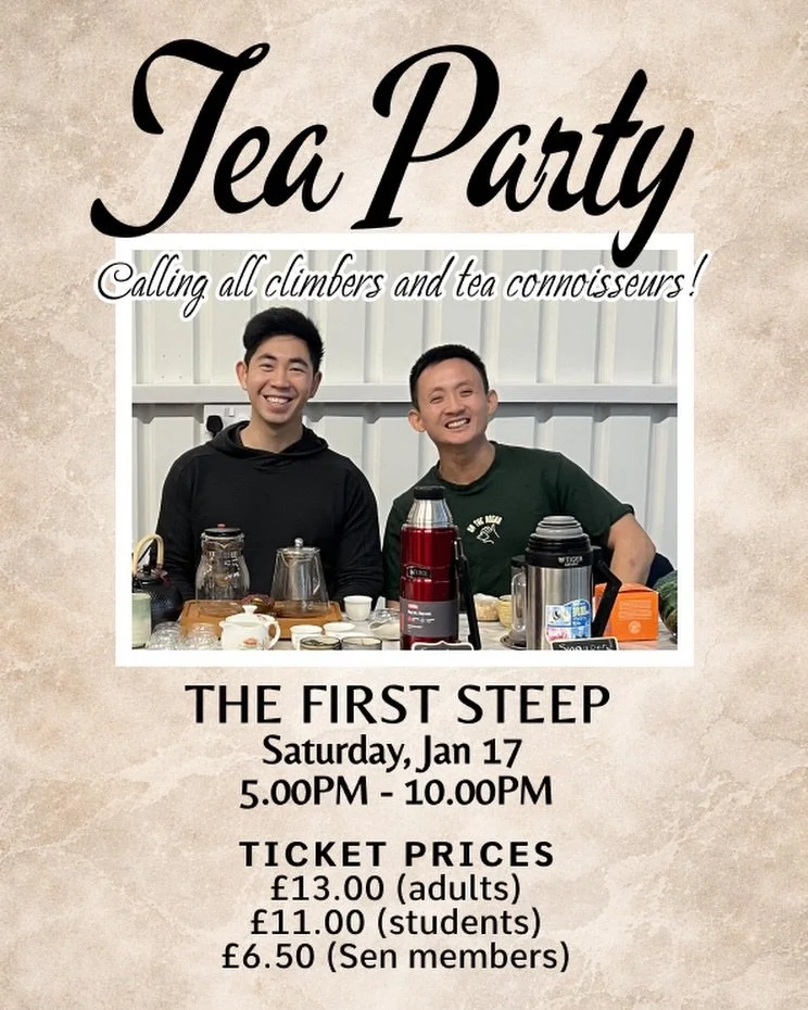 On 17 Jan we will be having a tea party! 

Following the popularity of @timothy.shm and @ken_not_climb &lsquo;s tea parties (planned and spontaneous), they have formed SendCha, to officially bring tea and climbing together. SendCha will be holding th