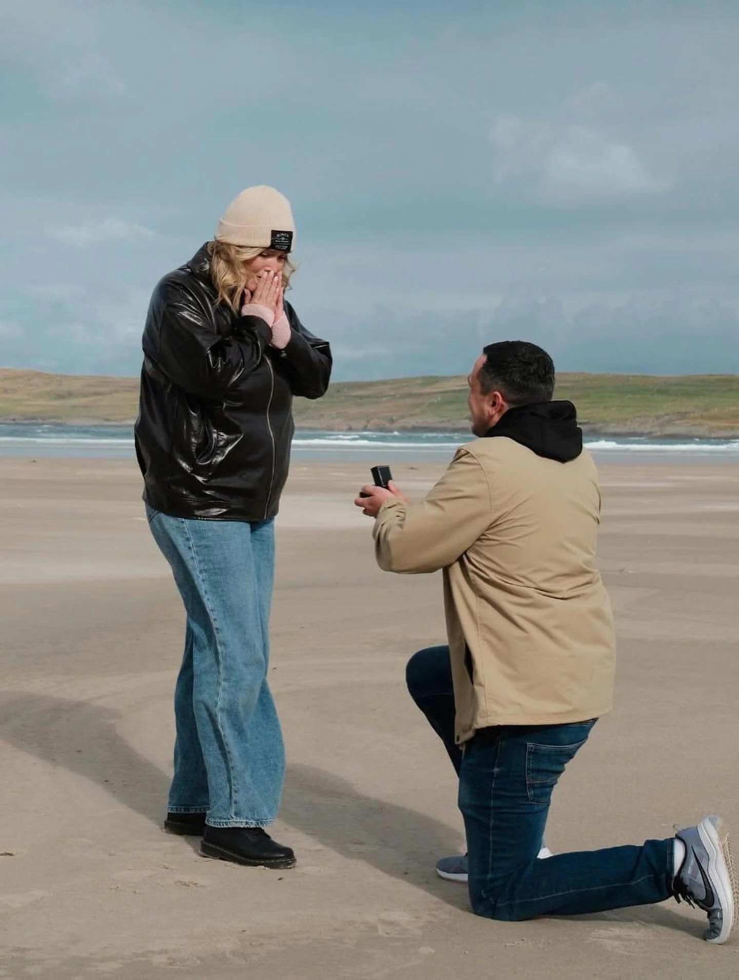 The moment Alex said yes to Conor 🤍

Engaged in Donegal with this bombshell Marquise Cut diamond 🪩 ✨

Set in platinum and framed with round and marquise cut diamonds on each side of the centre stone.

A big, big congrats!