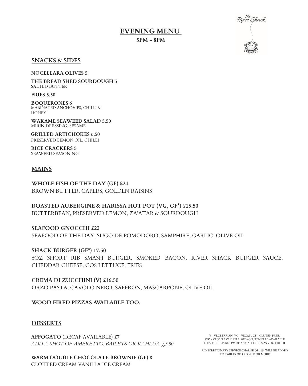 We have a new evening menu on Friday and Saturday nights. 

Tables available tonight and tomorrow. Please book via the website.