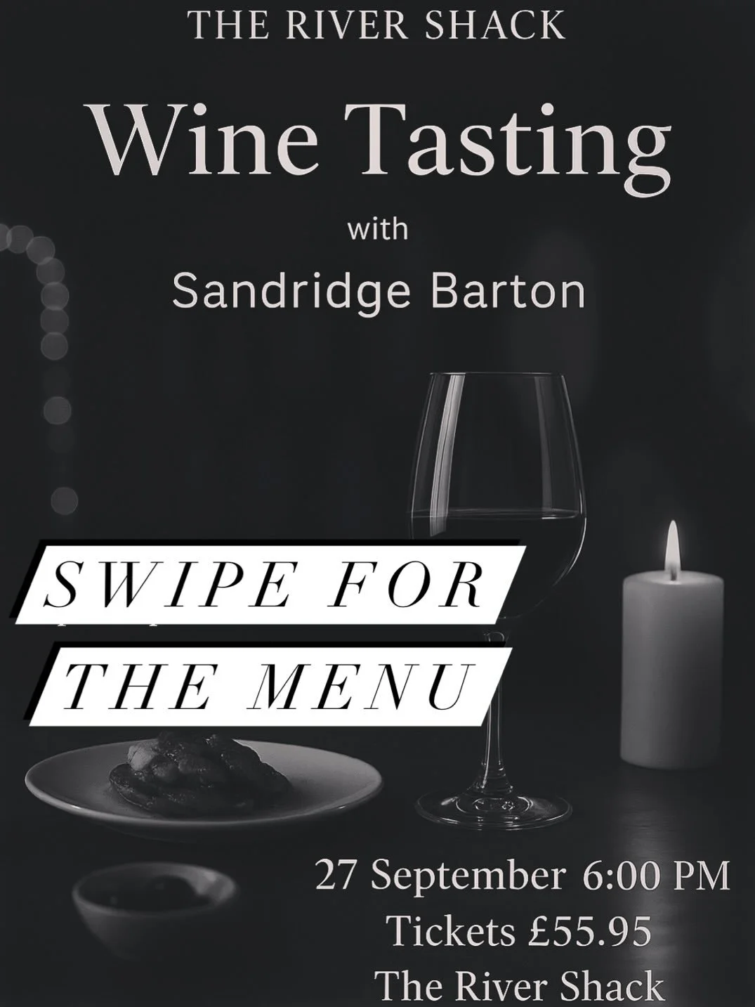Join us at The River Shack for our exclusive wine tasting evening. Each wine is paired with a specially curated dish to complement every glass. Swipe to see the incredible menu our chef Mark has developed🍷🍾 

Book now by calling us on 01803 782520?