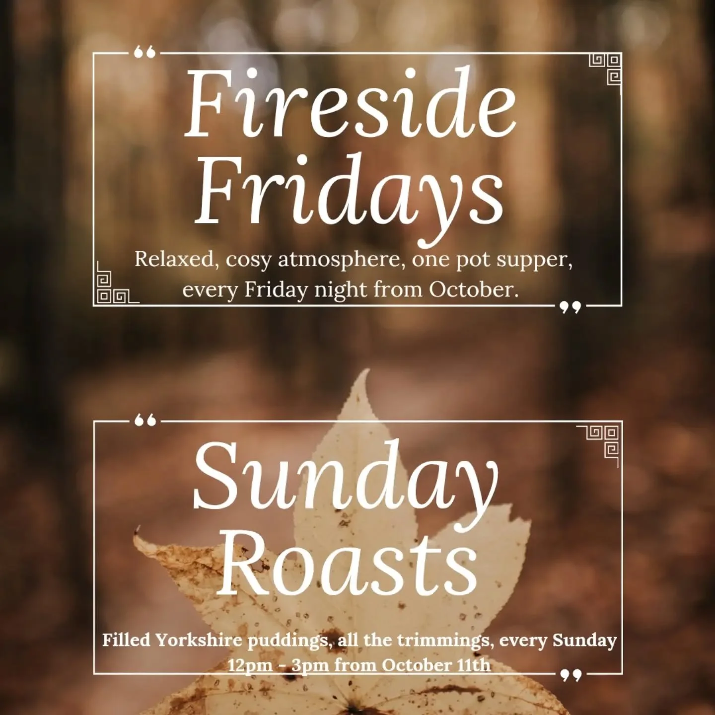 🍁Coming up in October at The River Shack in Stoke Gabriel🍁

🍂 Join us on Friday evenings for a different pot each week.. Think  stews, pies, curries. Something simple and warming, and a good excuse to meet friends on a cold evening. (More details 