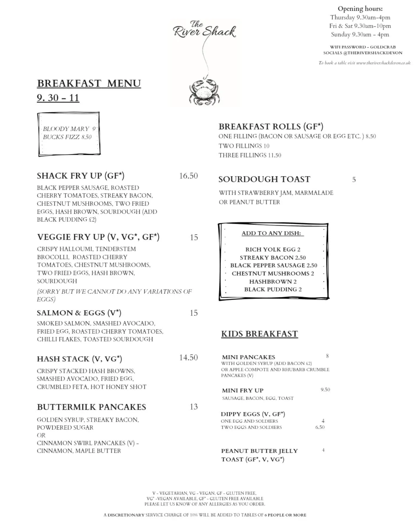 And here is our breakfast menu! 

Come for brunch down by the water....you won't regret it 👌

#brunch
#watersideliving
#stokegabriel