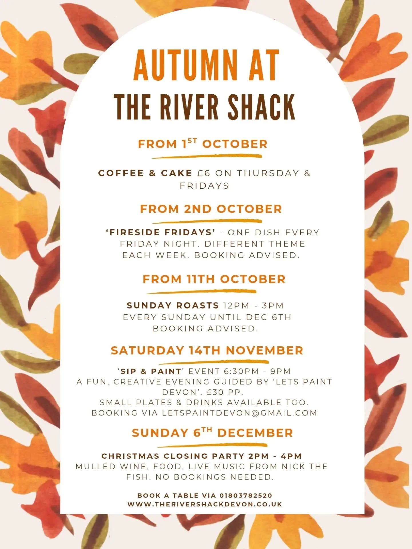 Coming up this Autumn @therivershackdevon 

#autumnevents #sundayroasts #stokegabriel #therivershackdevon #southdevon