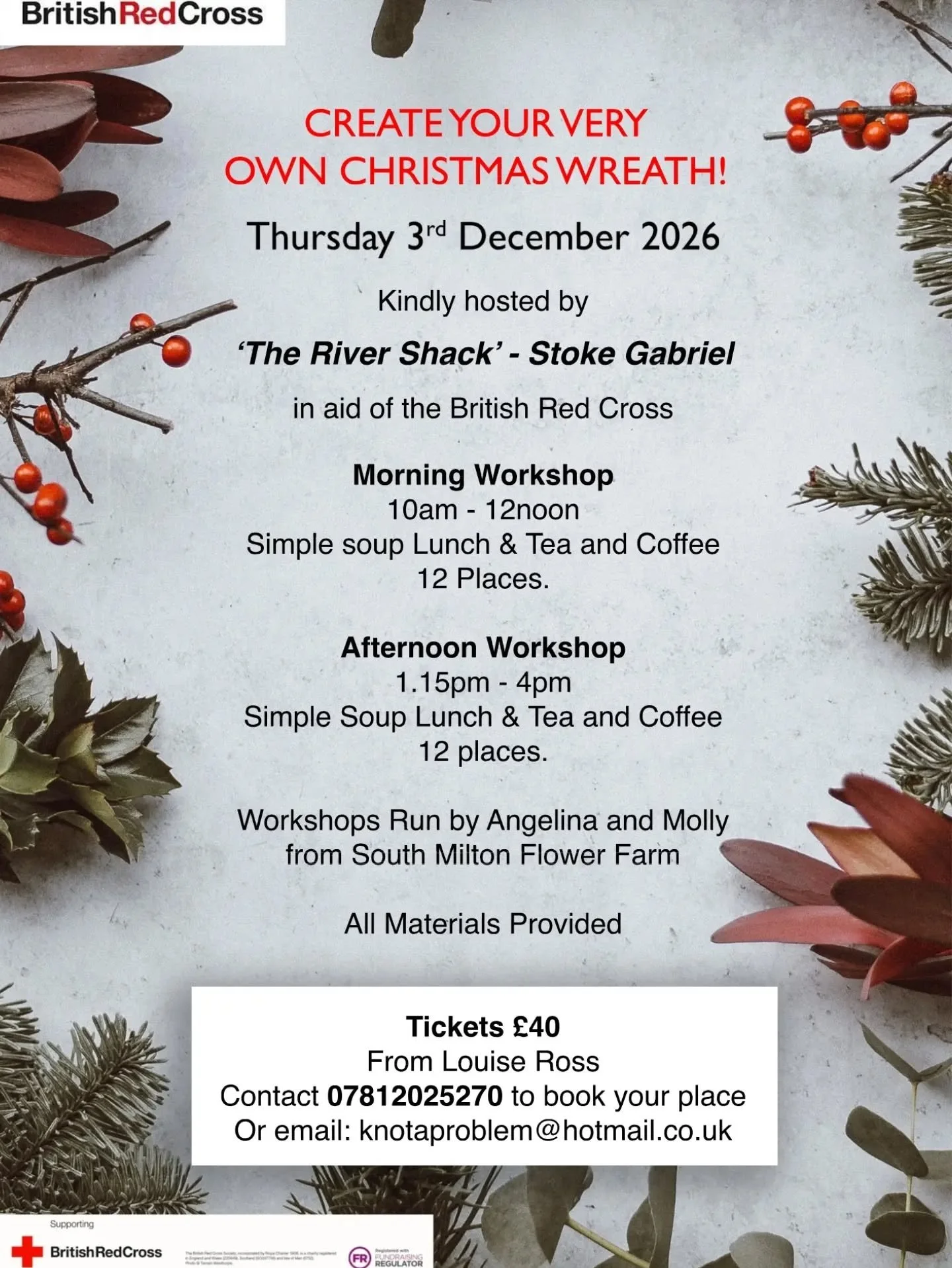 Our lovely annual wreath making with @southmiltonflowerfarm returns! 

Places sell out fast so please book in to avoid disappointment 🙂🎄🧑&zwj;🎄

#wreathmaking #therivershackdevon